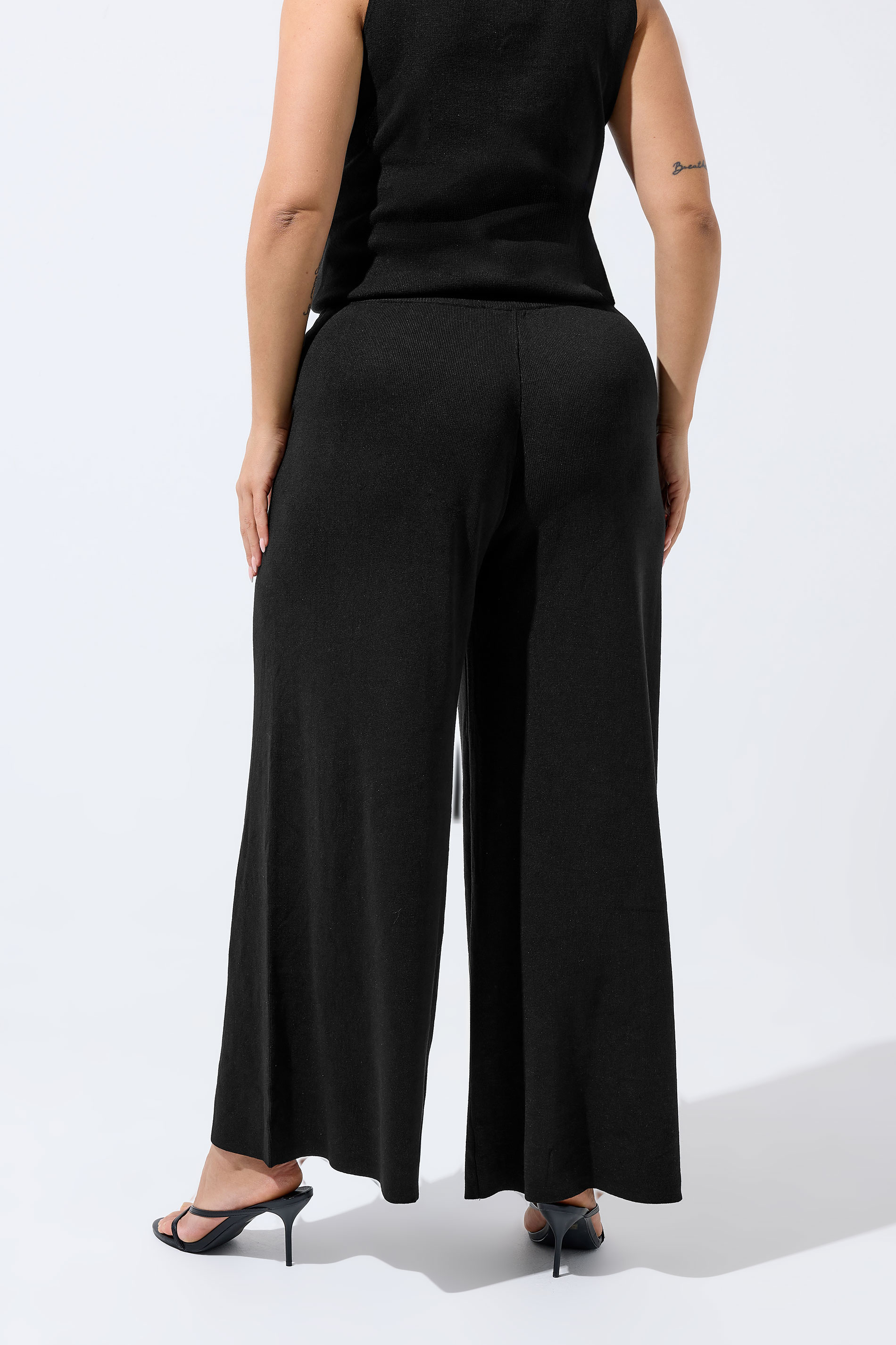 LIMITED COLLECTION Plus Size Black Knitted Trousers | Yours Clothing 2