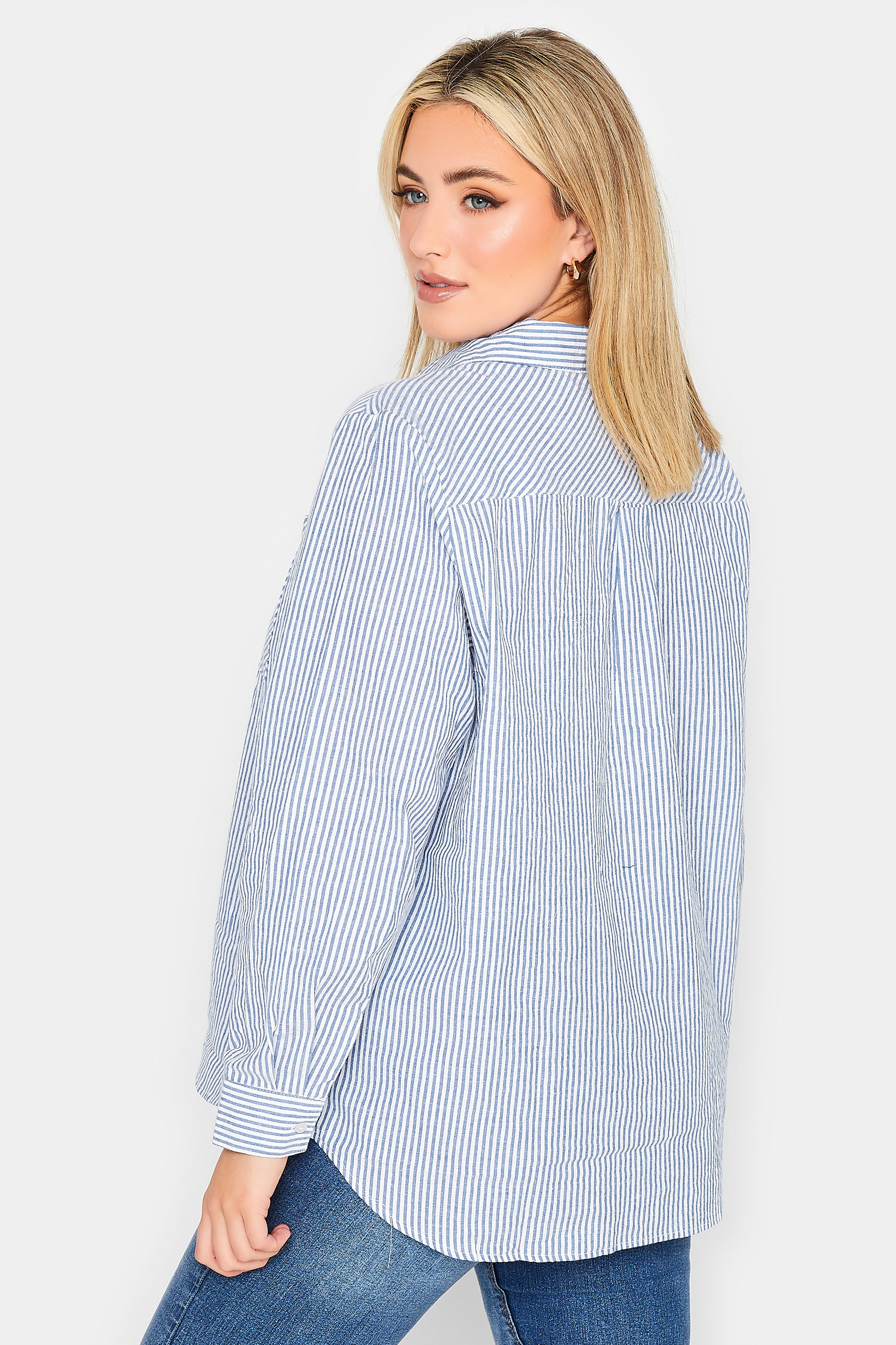 YOURS PETITE Plus Size Blue Stripe Shirt | Yours Clothing 3