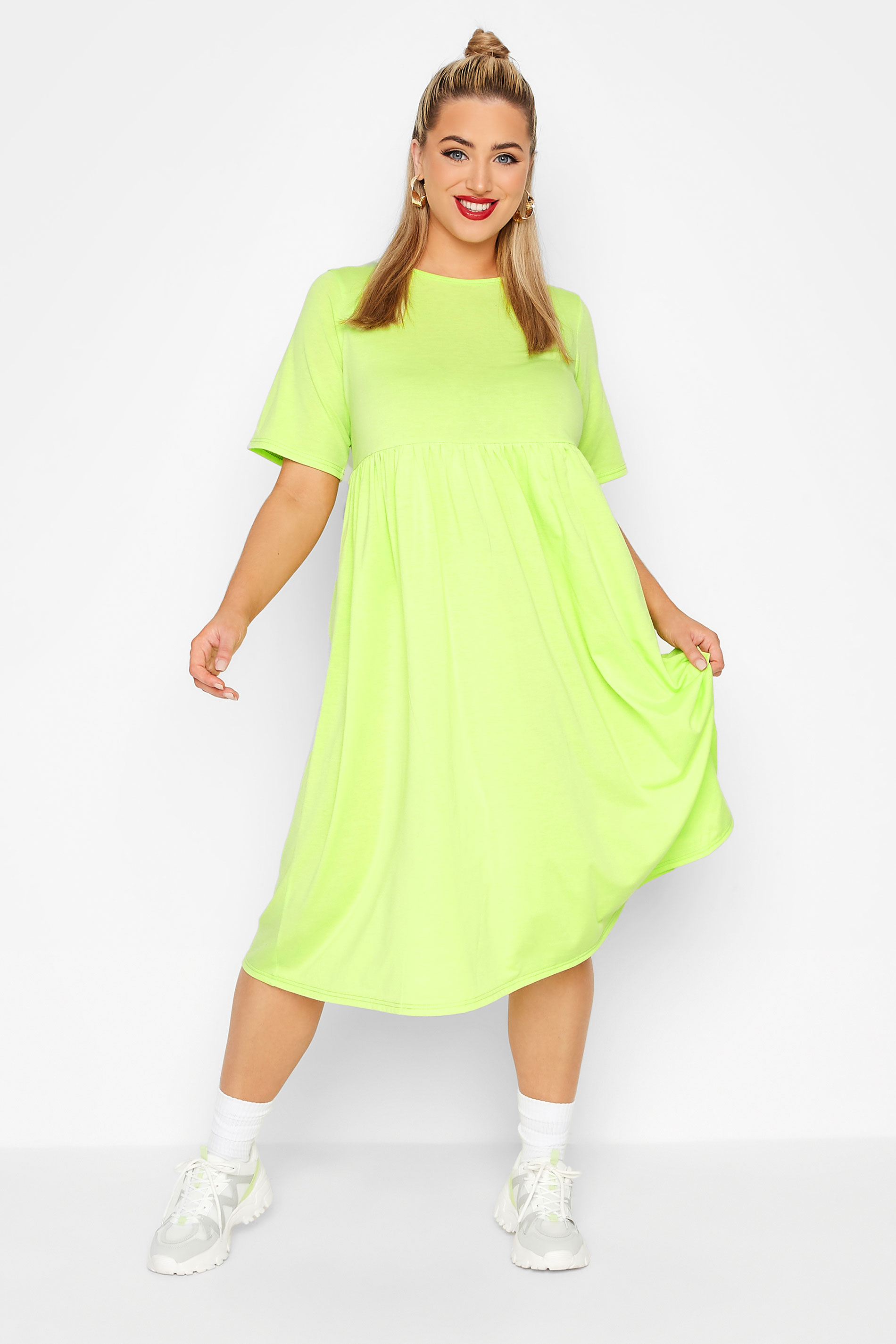 LIMITED COLLECTION Curve Lime Green Smock Dress_A.jpg