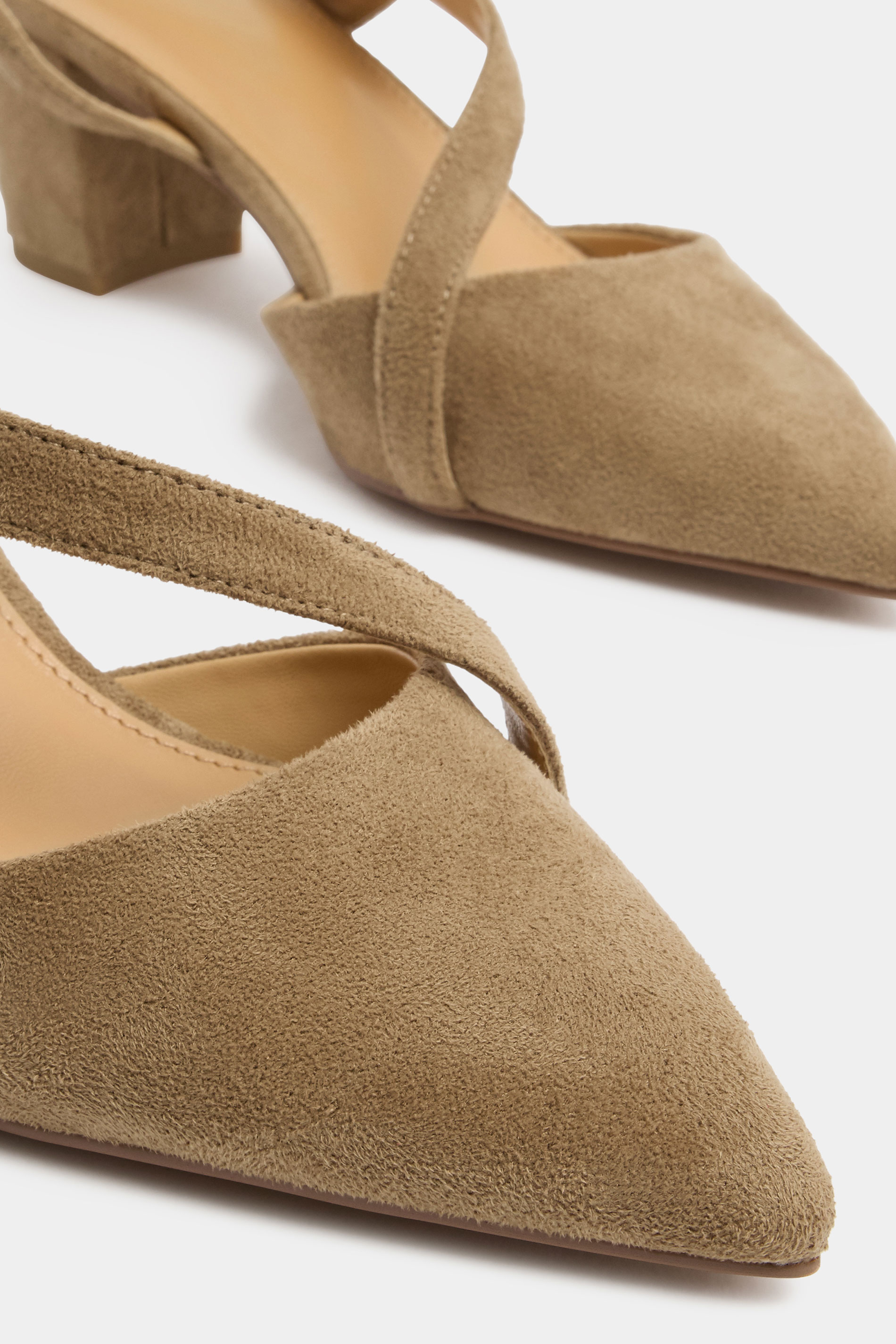LTS Brown Faux Suede Asymmetric Block Heels In Standard Fit | Long Tall Sally 4