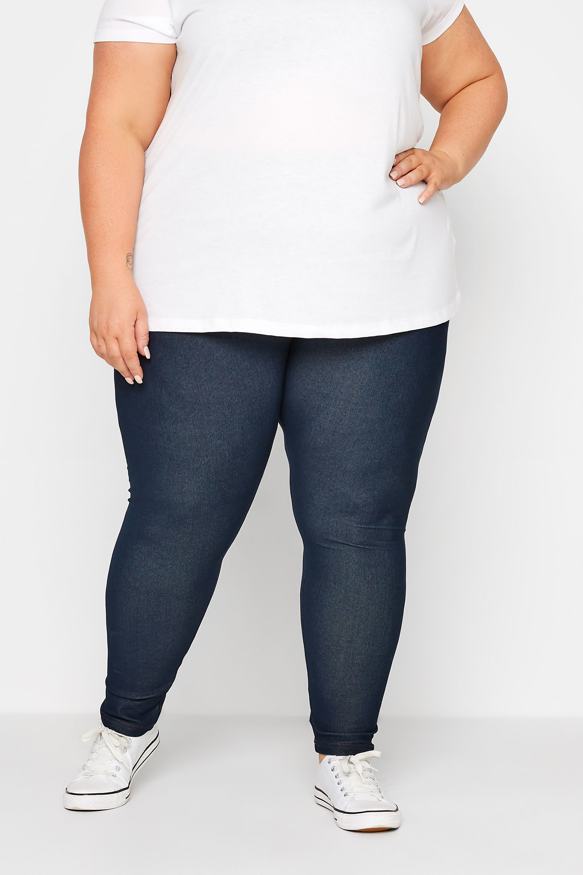 Plus Size Mid Blue Jersey Stretch Jegging | Yours Clothing 1