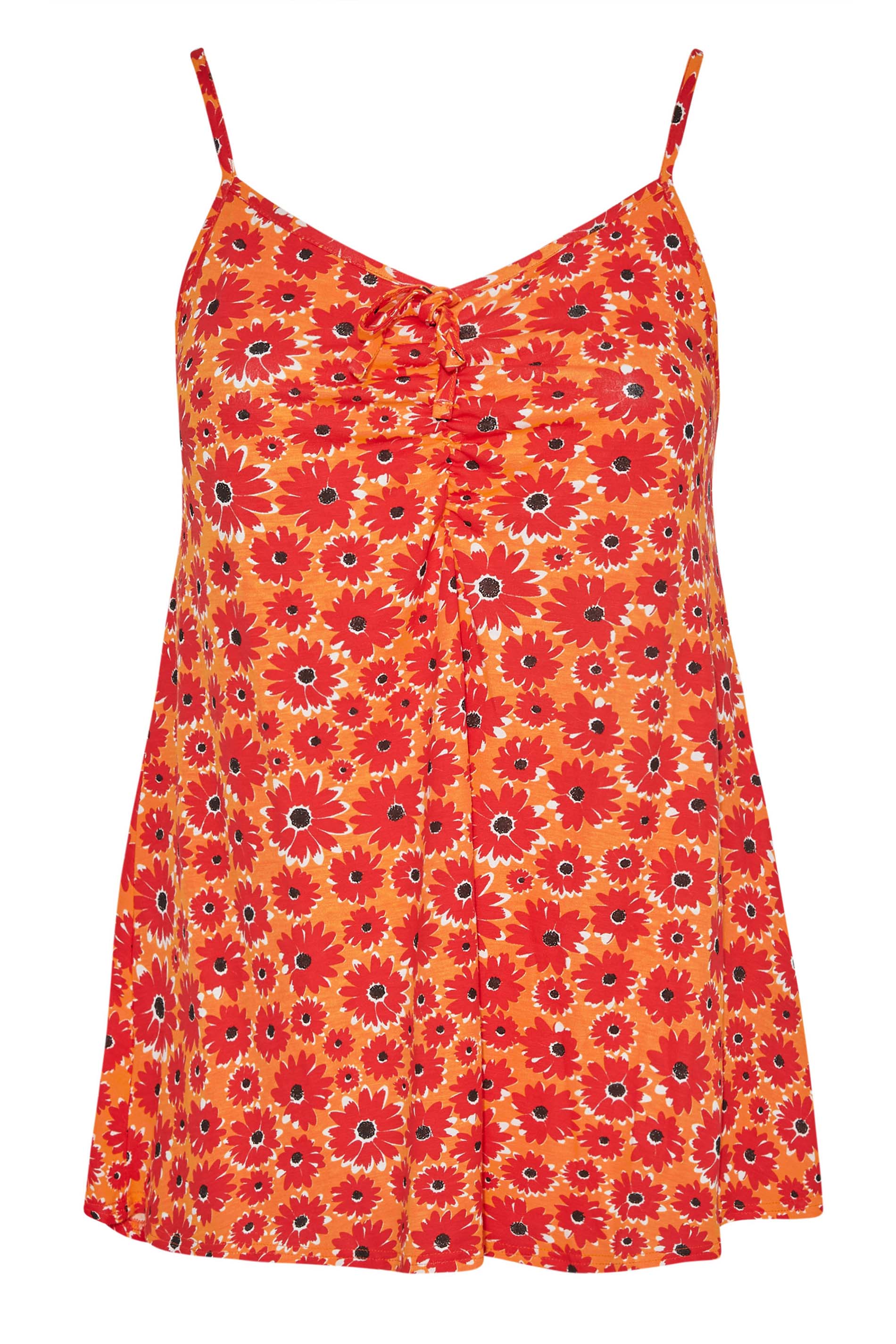 Grande taille  Tops Grande taille  Top à fleurs | LIMITED COLLECTION Curve Orange Floral Print Ruched Swing Cami Top - WW68080