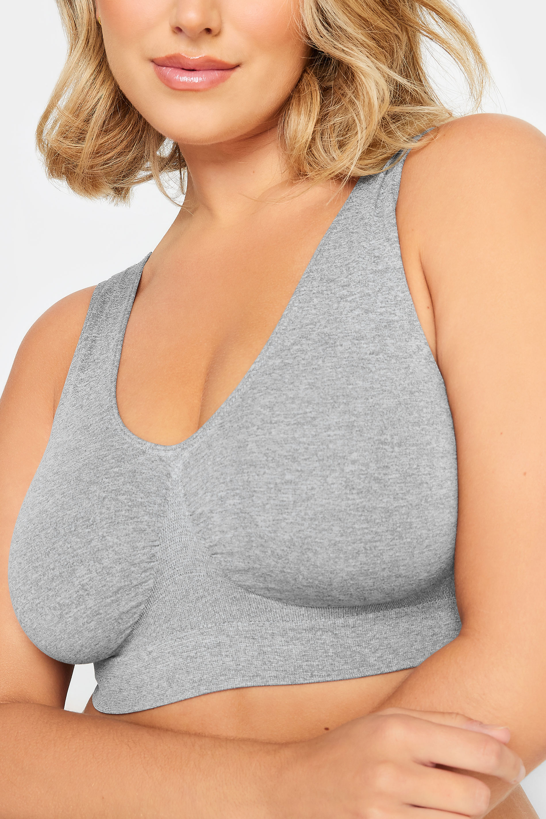Yours Curve Women Plus Size Seamless Padded Crop Bralette Top