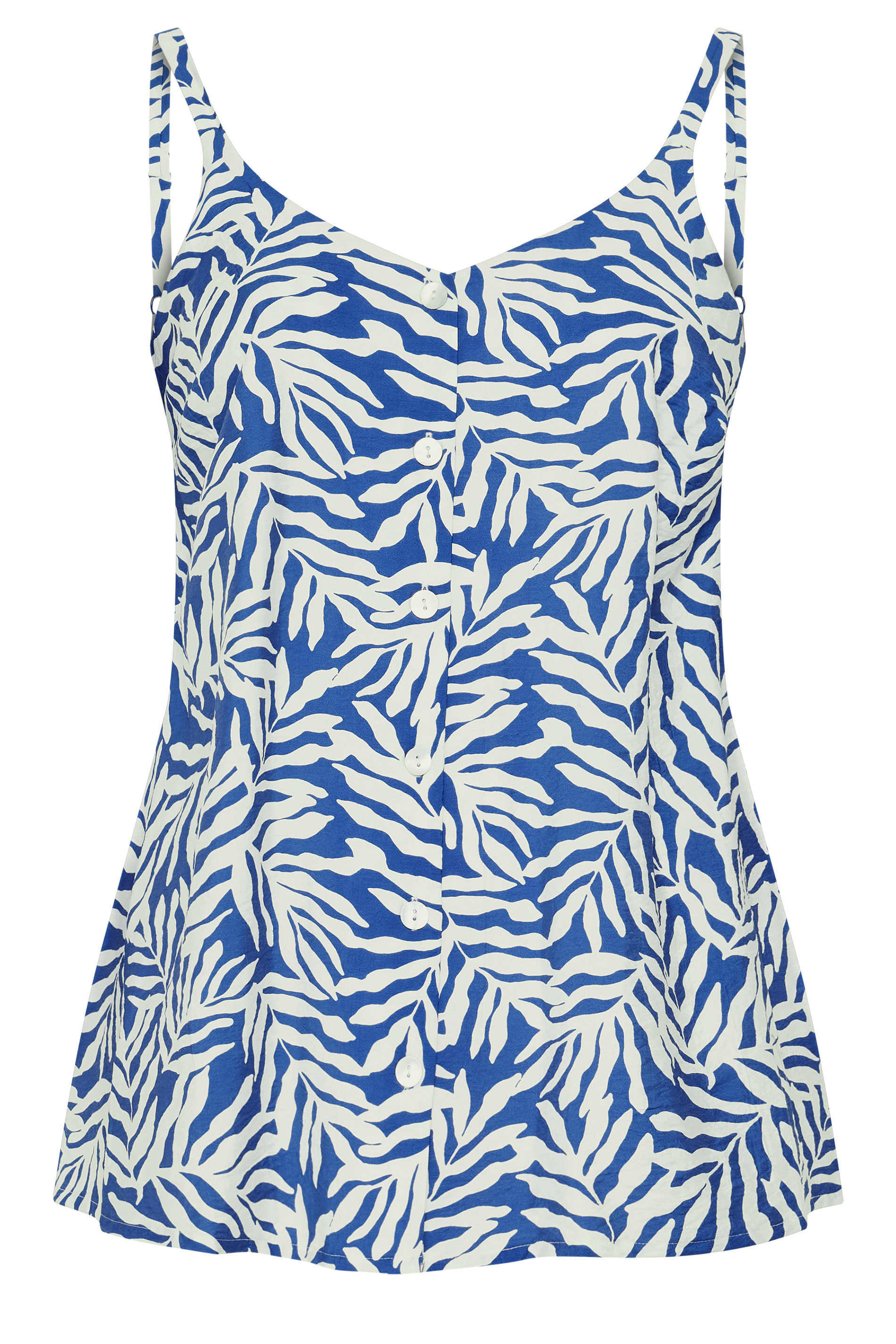 YOURS Plus Size Blue Leaf Print Vest Top | Yours Clothing 5