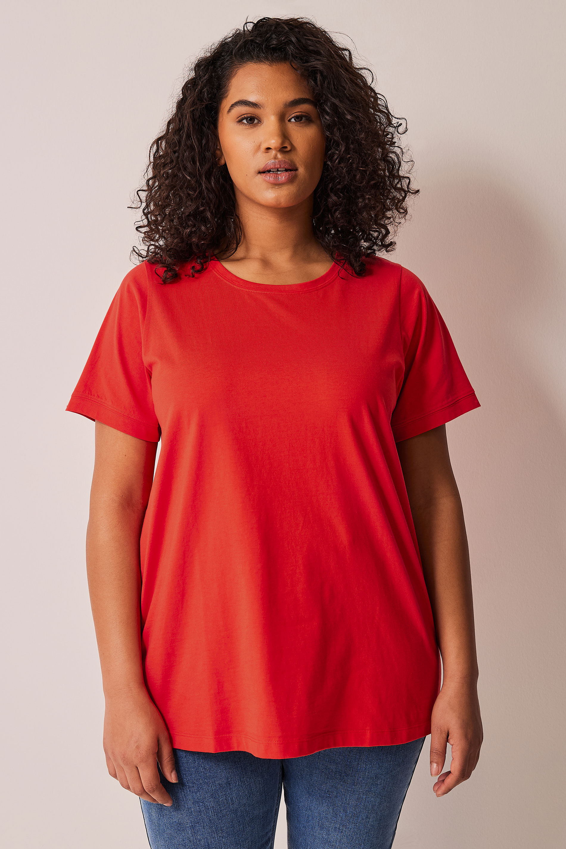 EVANS Plus Size Poppy Red Essential T-Shirt | Evans 2