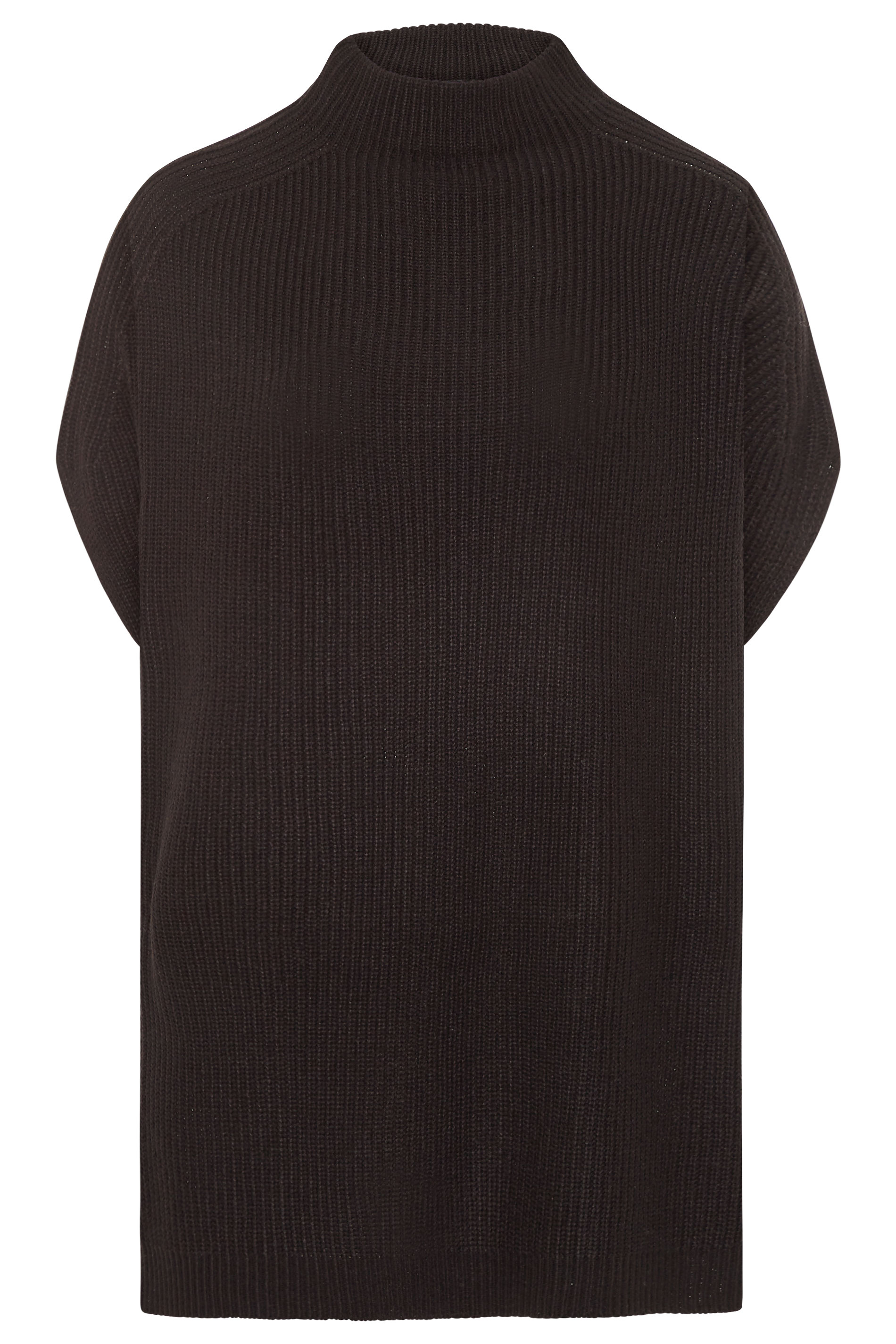 Black Longline Sleeveless Knitted Jumper | Yours Clothing