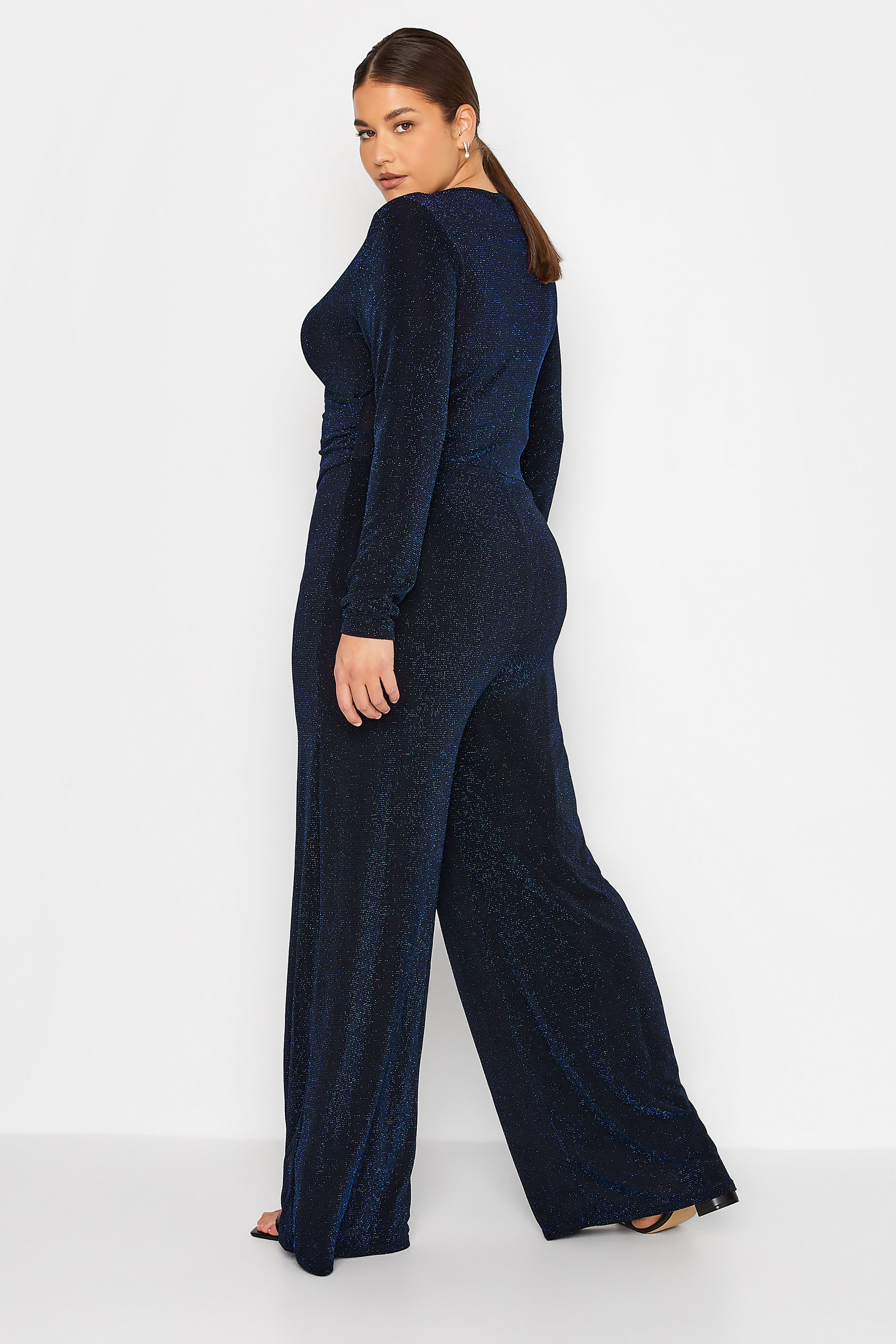 LTS Tall Women's Black & Blue Glitter Wrap Jumpsuit | Long Tall Sally 3
