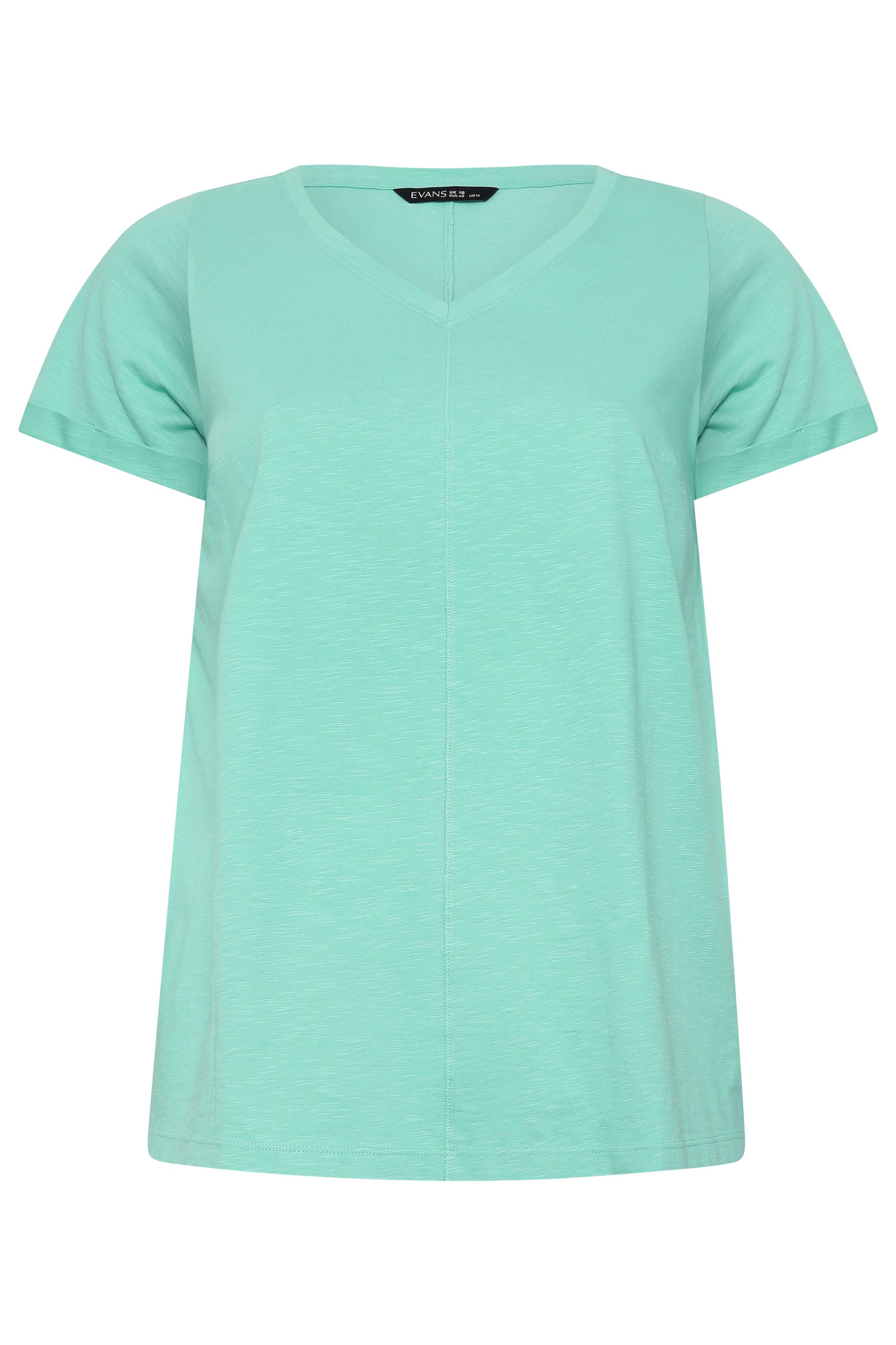 EVANS Plus Size Turquoise Blue Cotton T-Shirt | Evans 5
