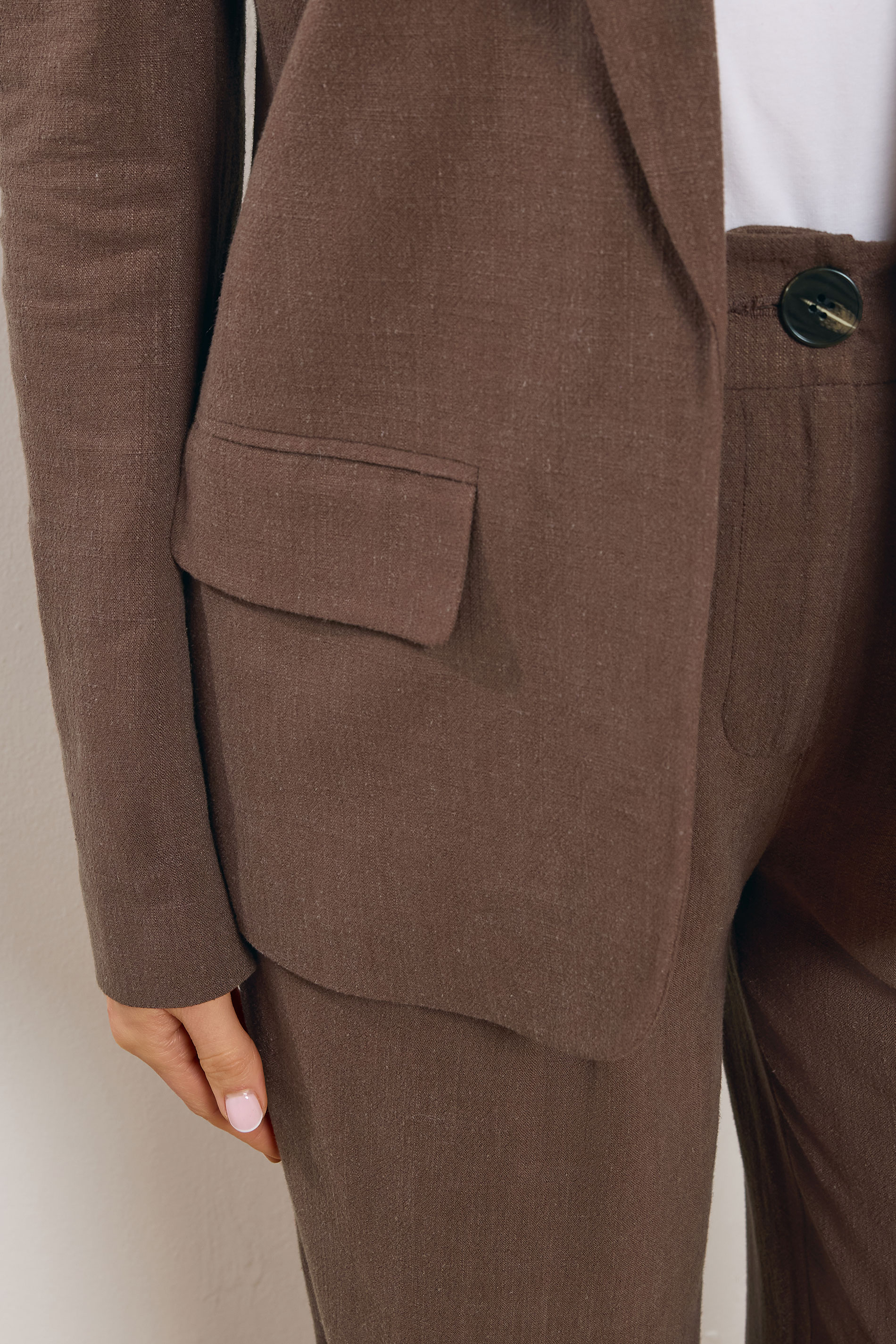 LTS Tall Women's Chocolate Brown Linen Blazer | Long Tall Sally 5