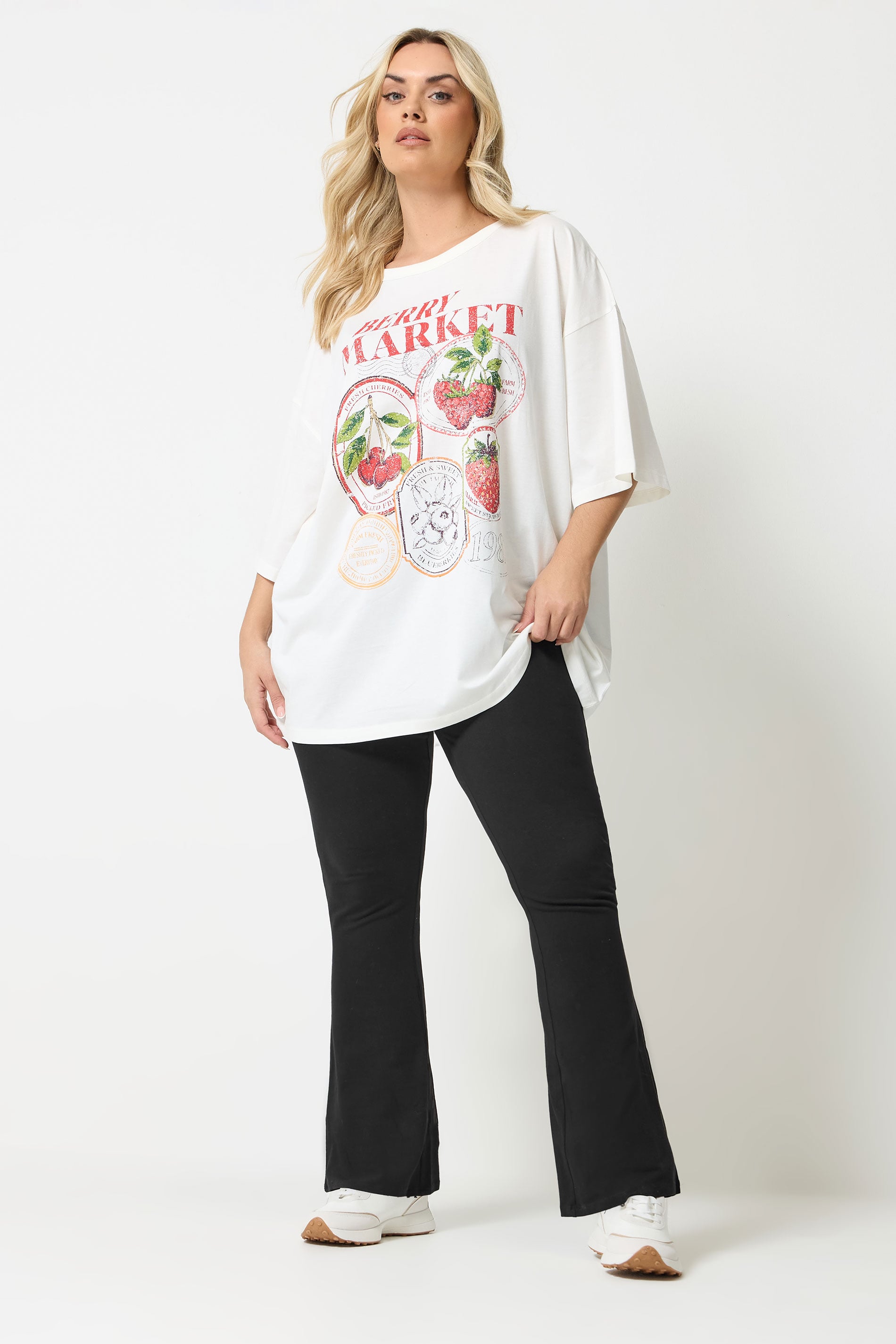 YOURS Plus Size Black Flared Leggings | Yours Clothing 1