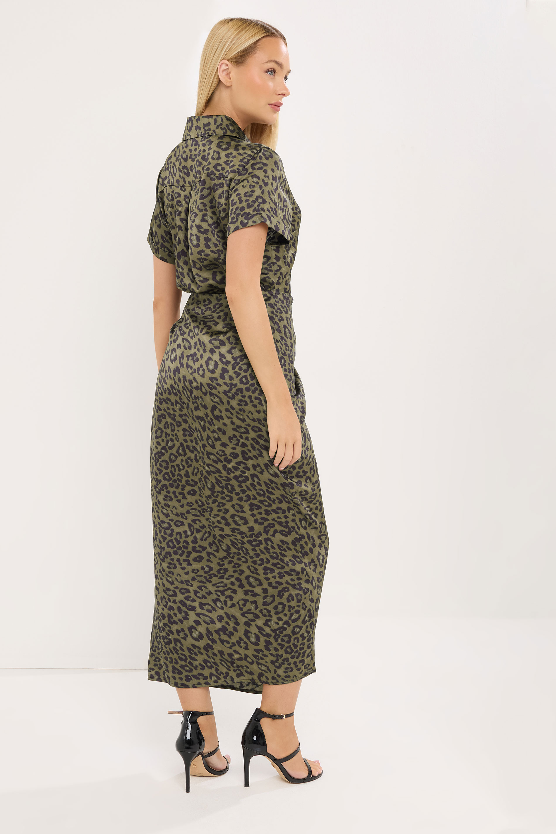 STAR Khaki Green Leopard Satin Maxi Dress | StarByJM 2