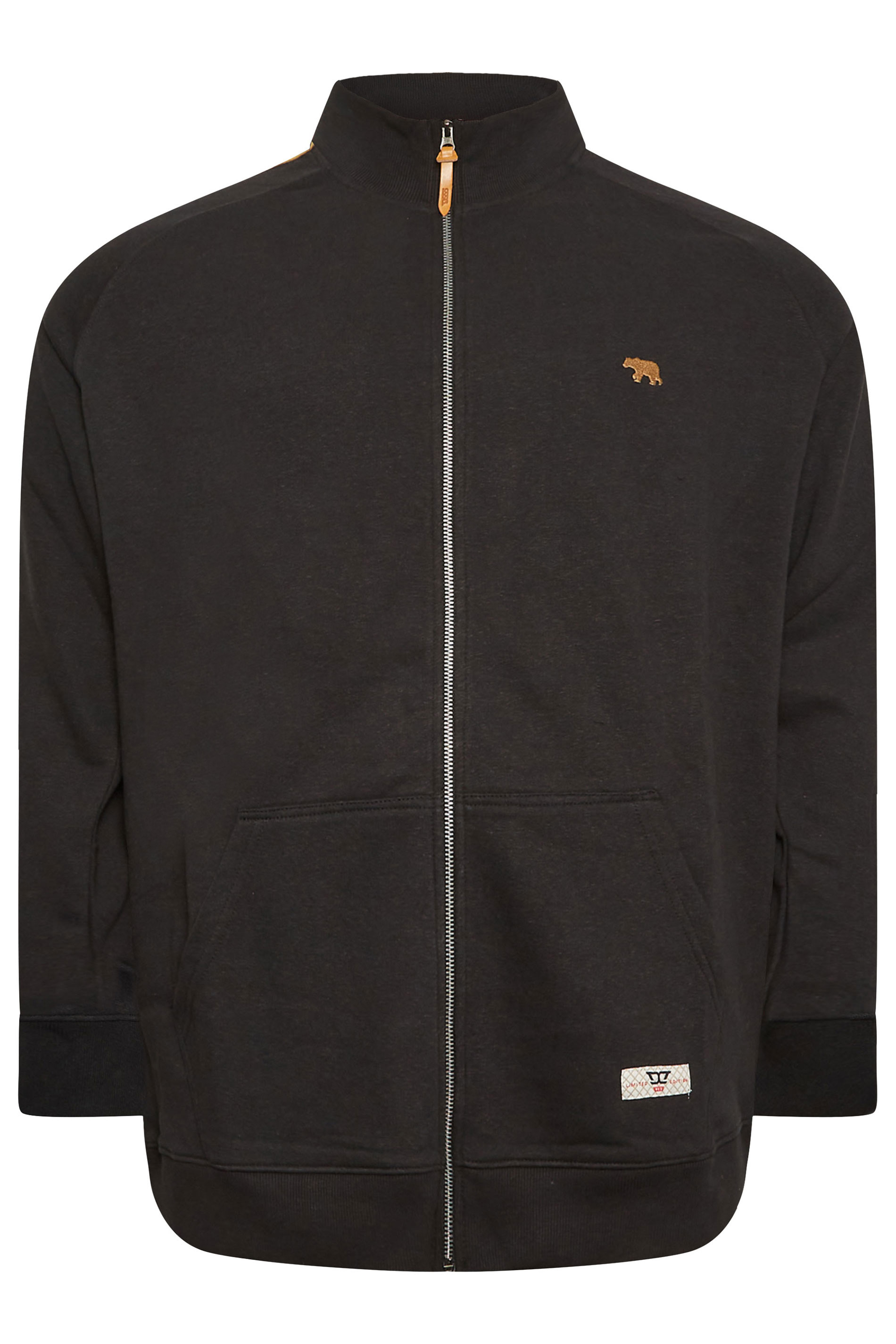 D555 Big & Tall Black Zip Through Logo Sweatshirt | BadRhino 3