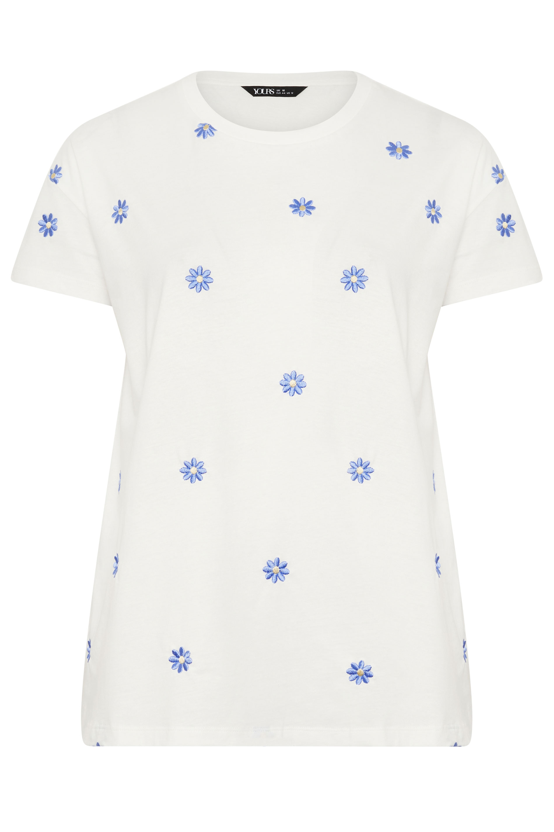 YOURS Plus Size White Embroidered Daisy T-Shirt | Yours Clothing 5