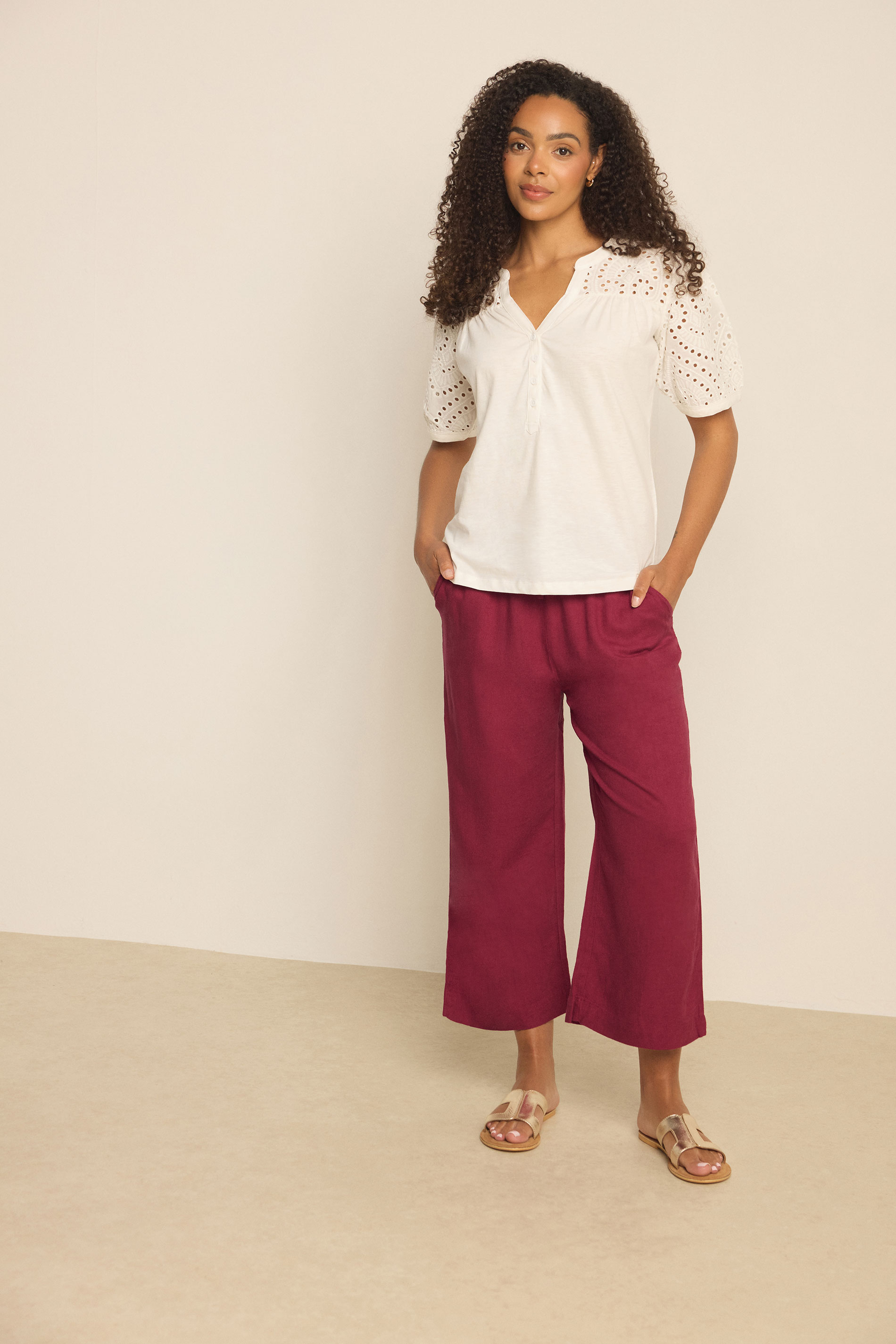 M&Co Berry Purple Linen Culottes | M&Co 3