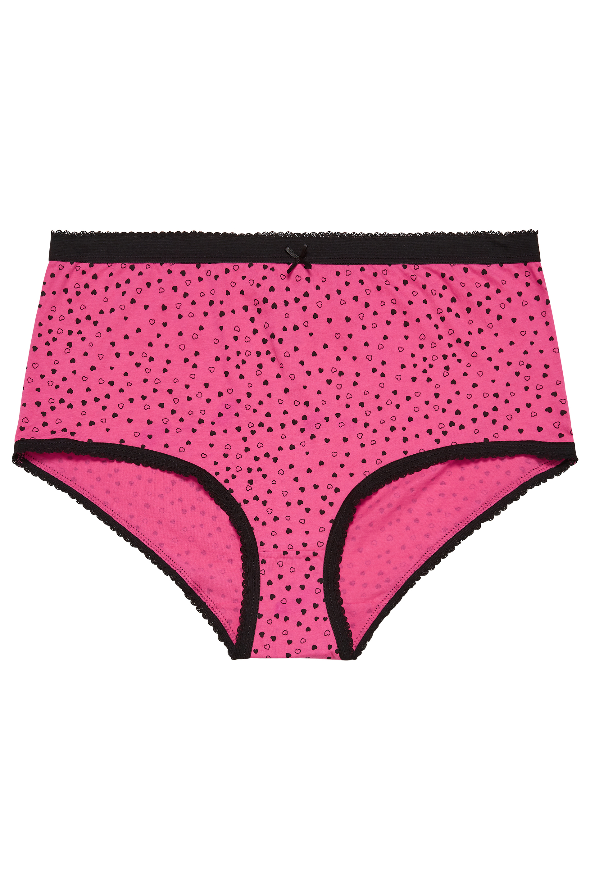 YOURS Plus Size Curve 5 PACK Hot Pink Heart Print Full Briefs | Yours ...