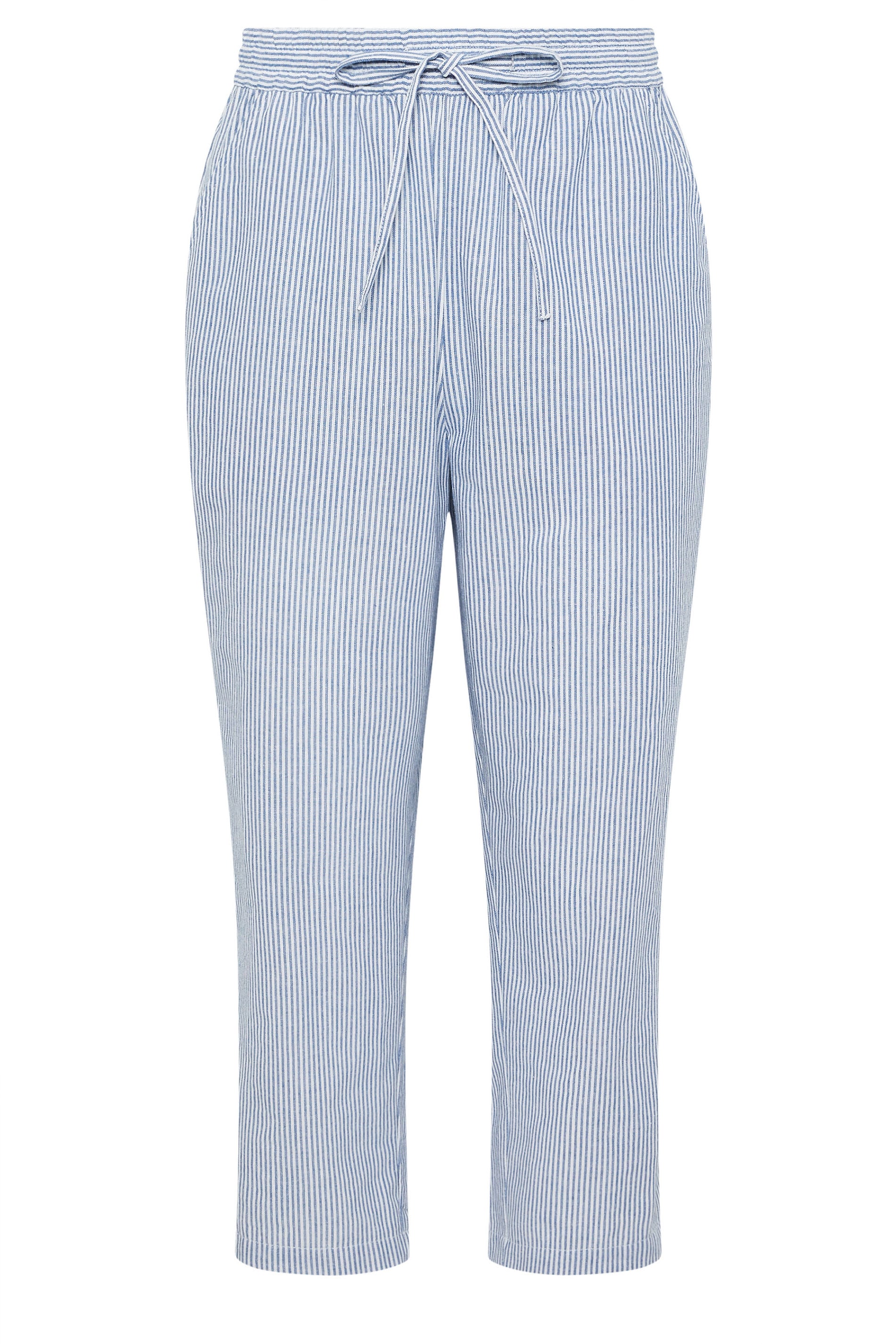 M&Co Blue Stripe Straight Leg Cropped Trousers | M&Co 6