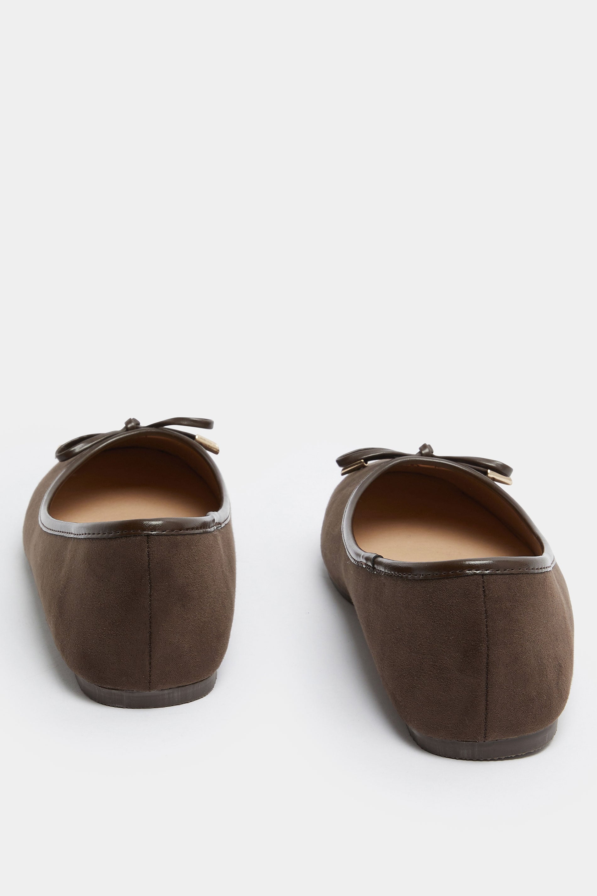 LTS Dark Brown Faux Suede Ballerina Pumps In Standard Fit | Long Tall Sally 4