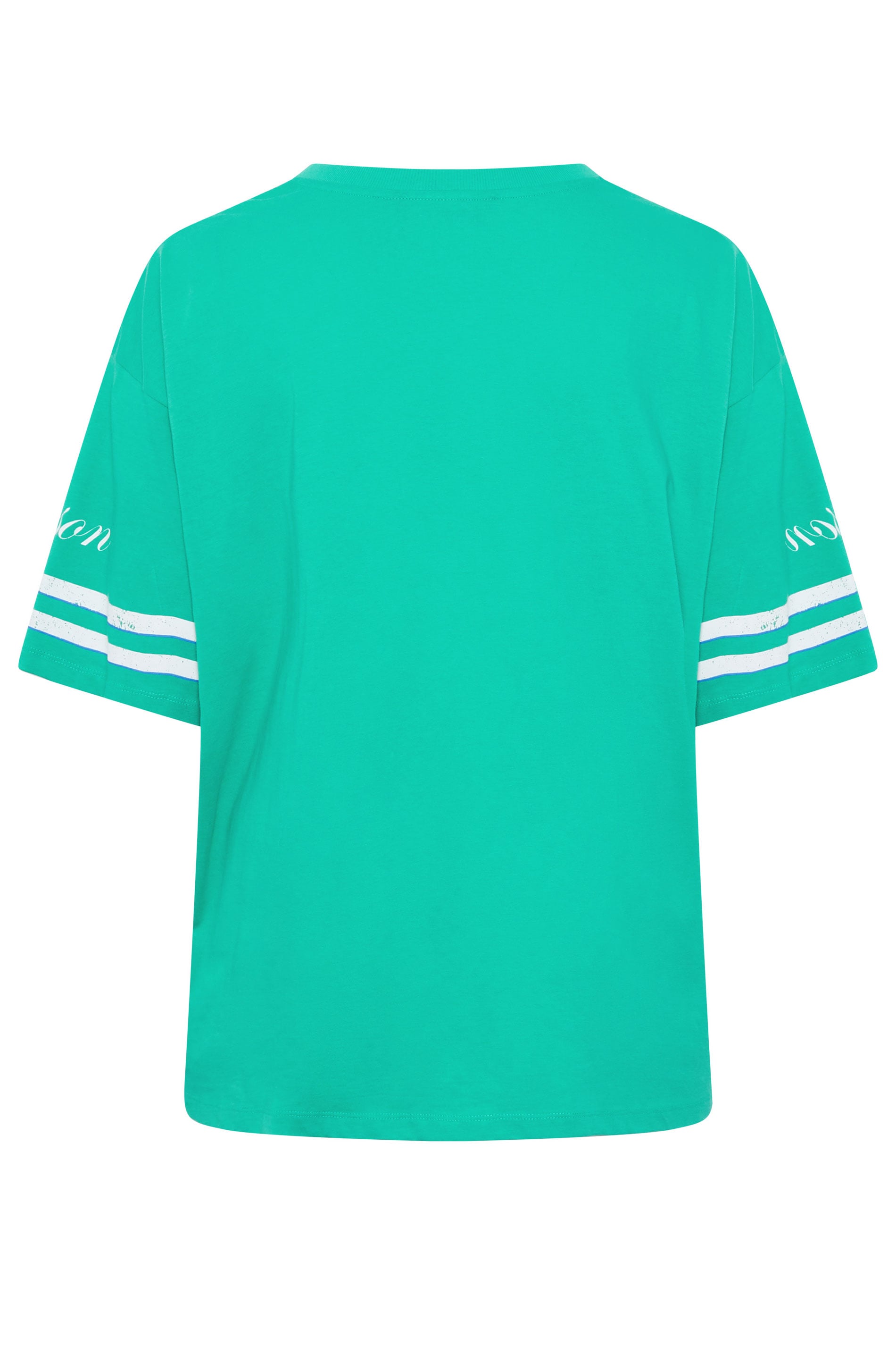 YOURS Plus Size Green 'Milano' Boxy Varsity T-Shirt | Yours Clothing 7