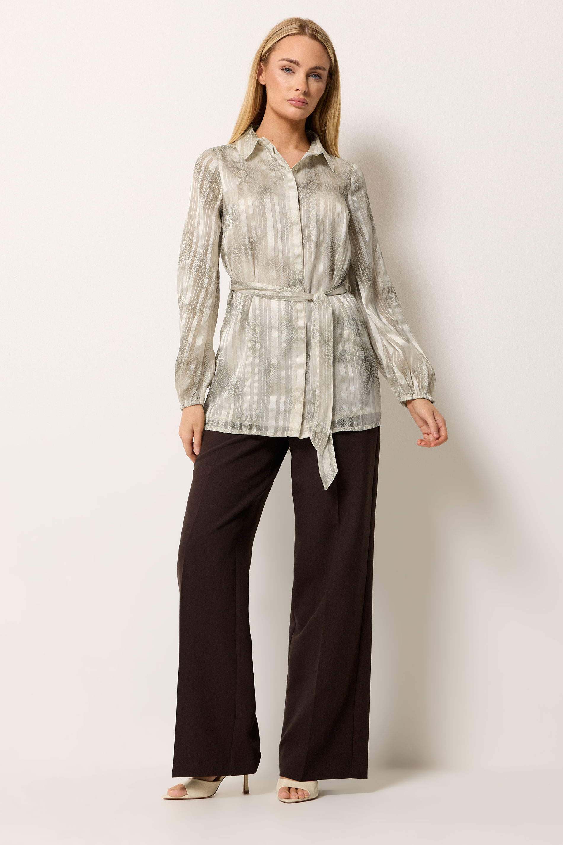 STAR Grey Snake Print Tie Belt Longline Shirt | StarByJM 1