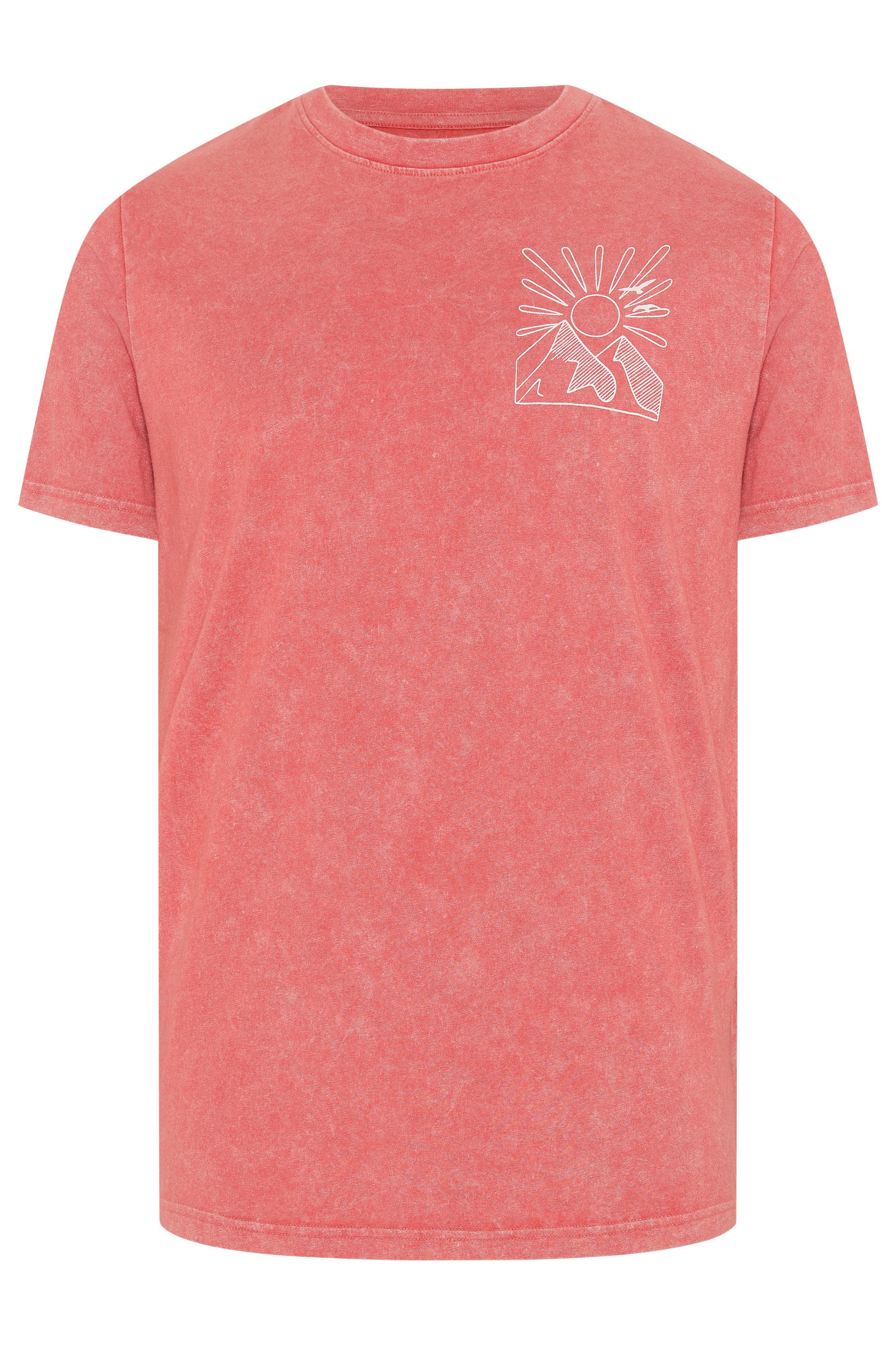 BadRhino Red Extra Long Acid Wash Sunset Print Tee | BadRhino 6