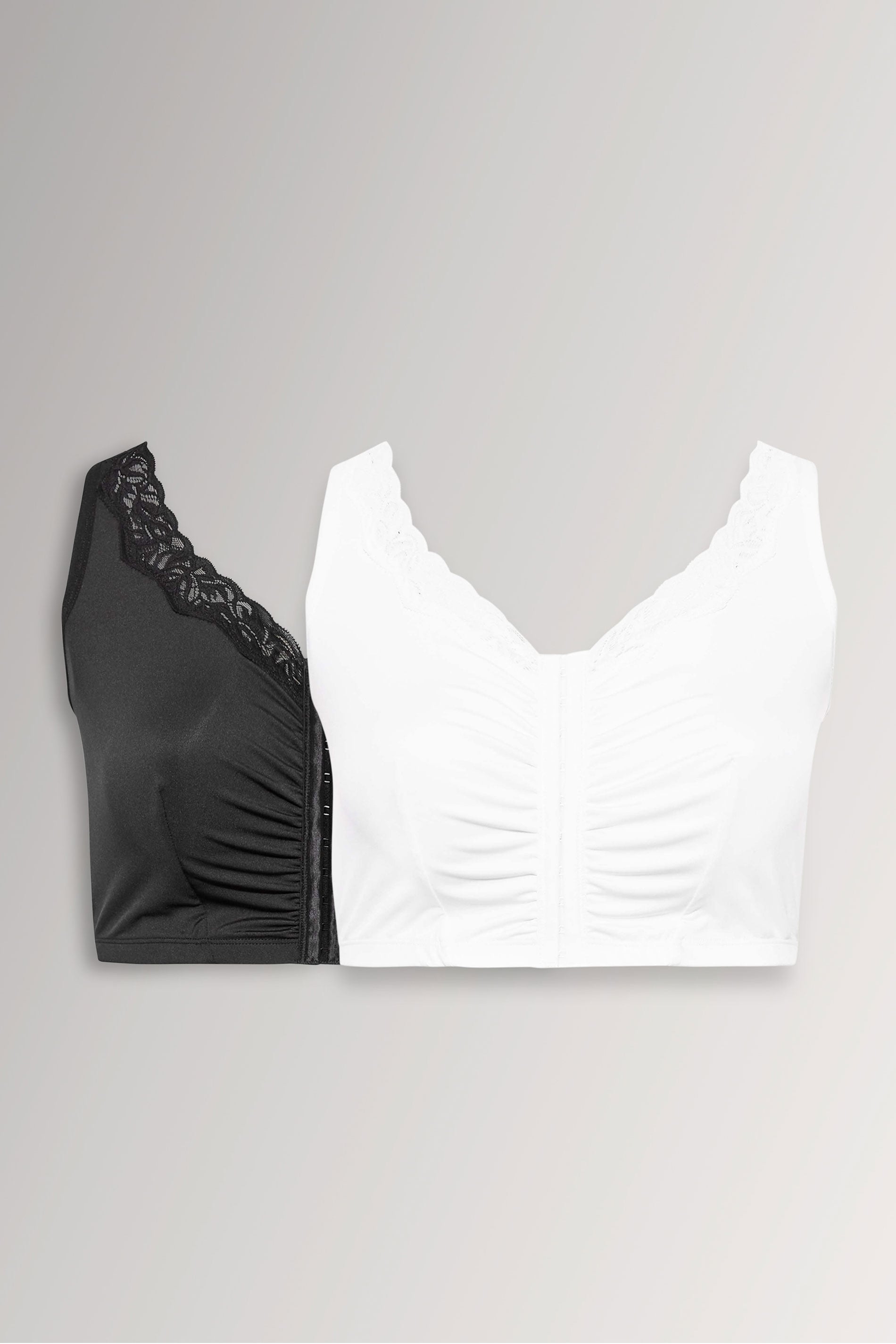 YOURSET Plus Size 2 PACK Black & White Non Padded Lace Trim Bras | Yours Clothing  3