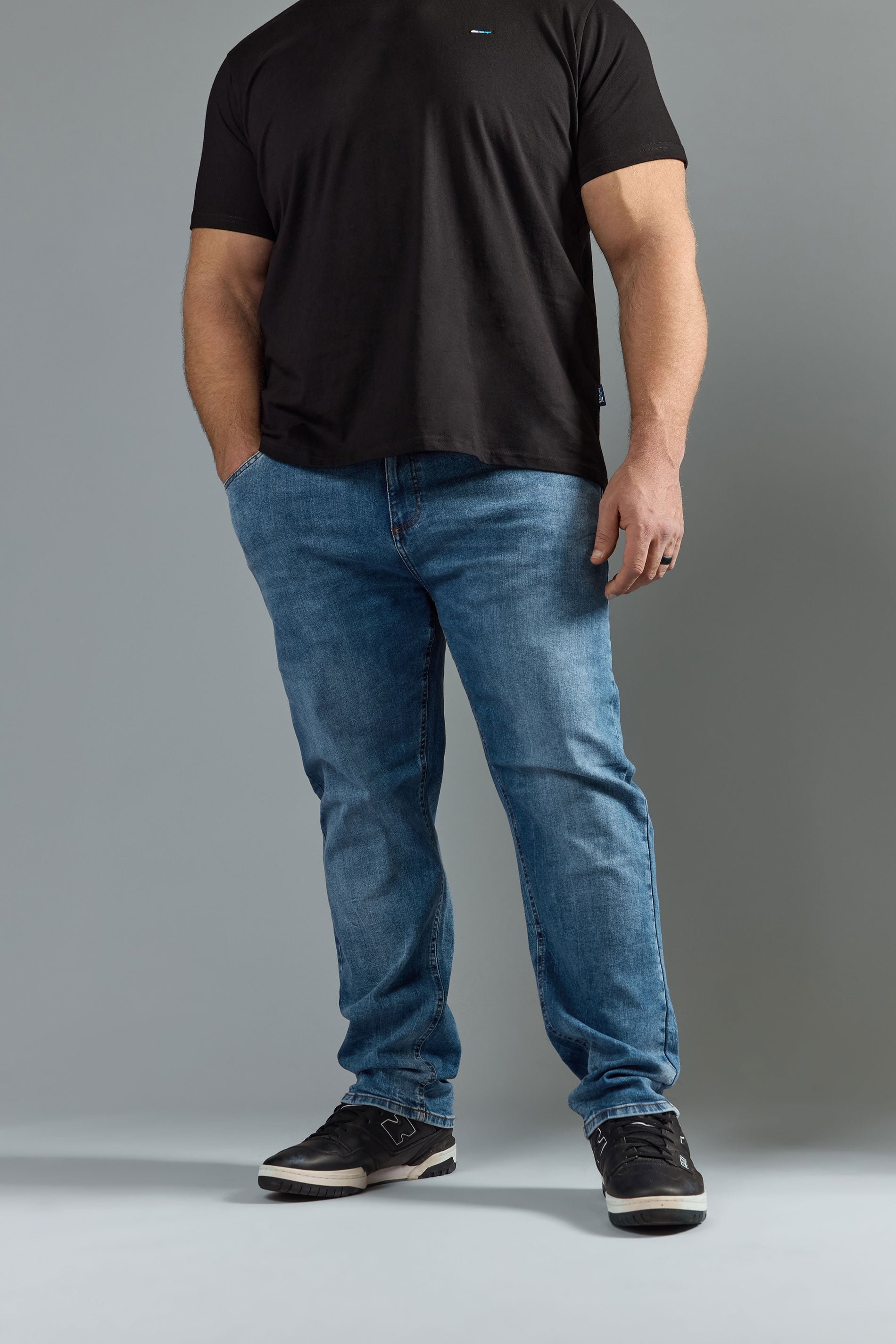 BadRhino Big & Tall Blue Washed Straight Leg Stretch Jeans | BadRhino 3