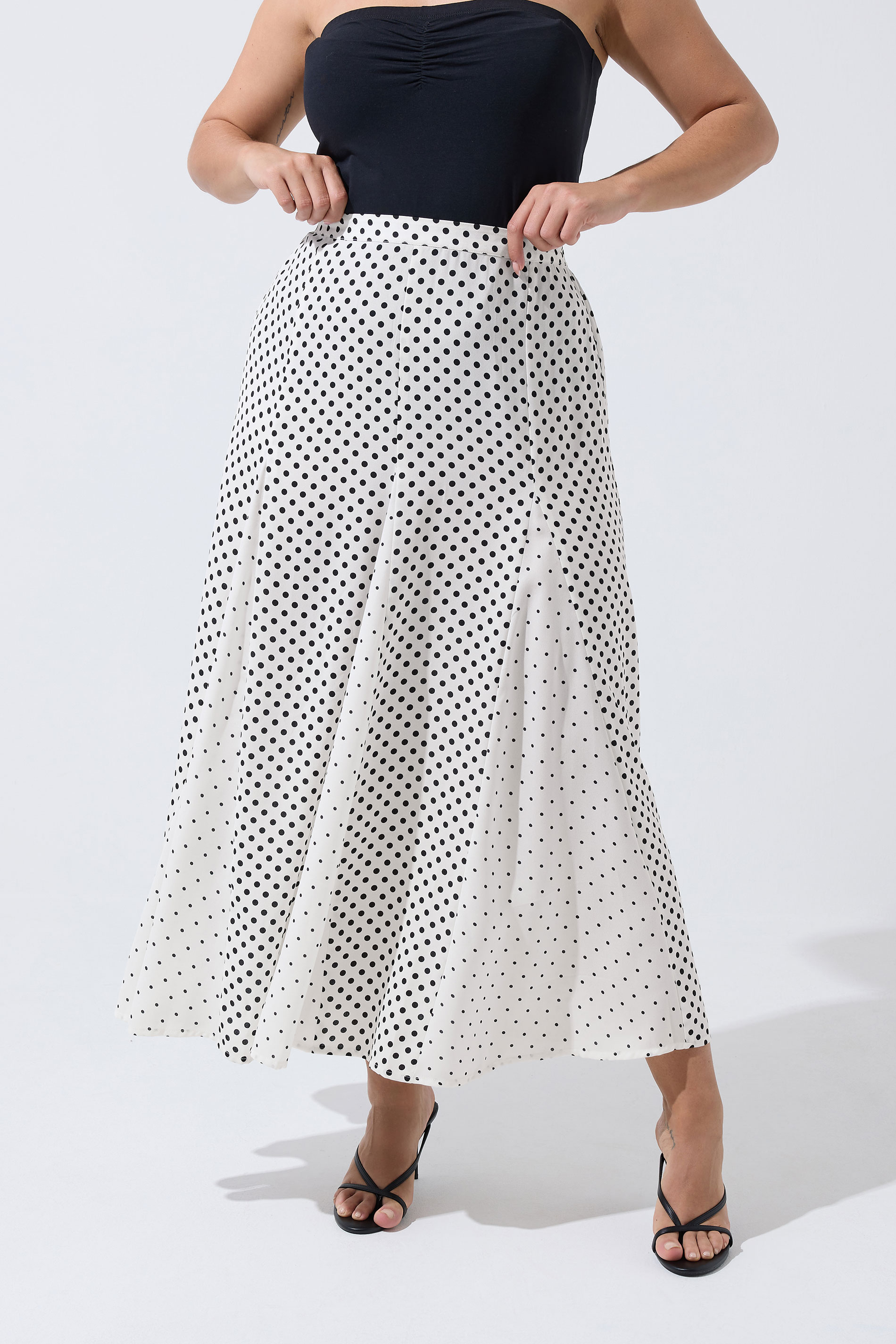 LIMITED COLLECTION Plus Size White Polka Dot Skirt | Yours Clothing 1
