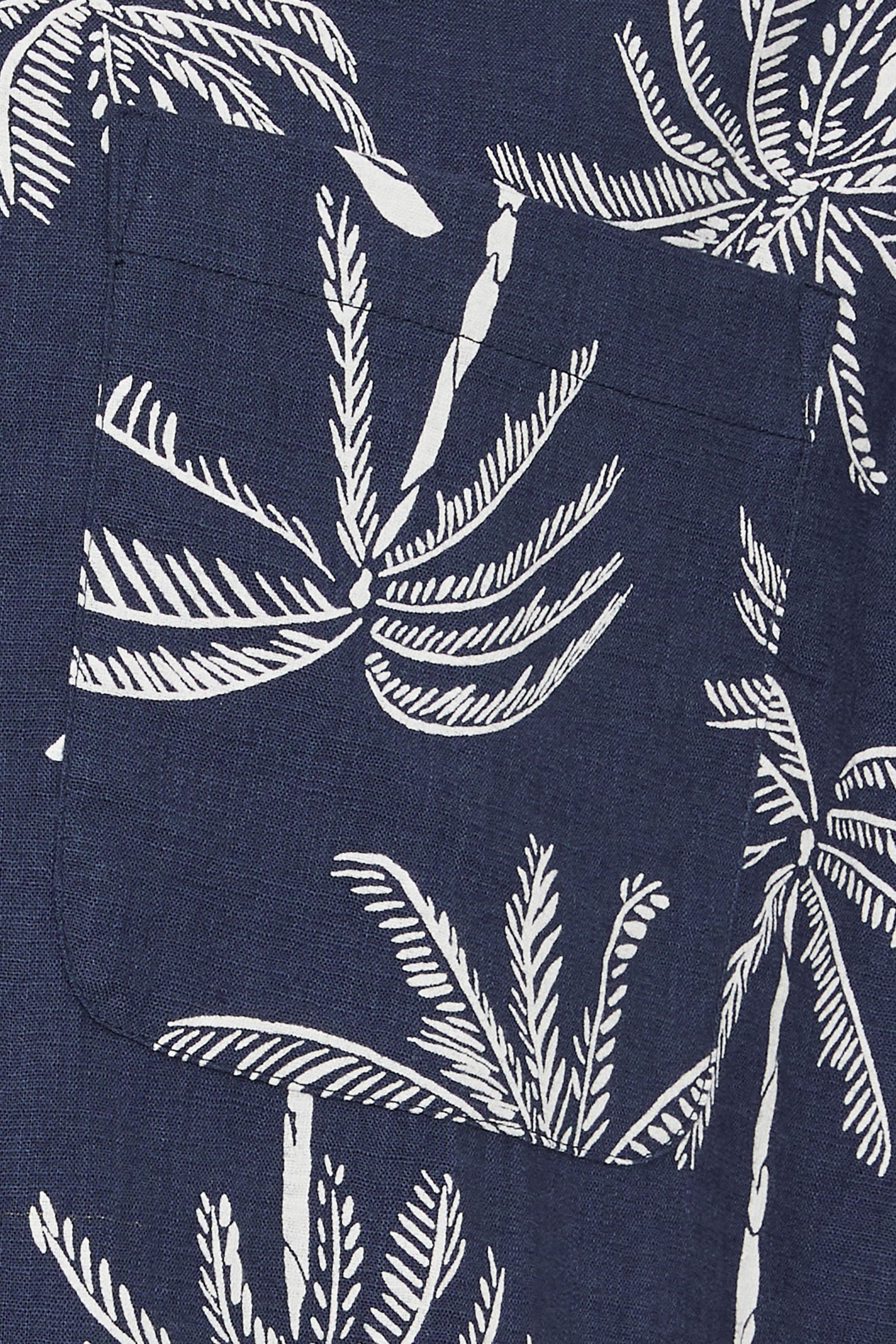 BadRhino Big & Tall Navy Blue Palm Tree Print Short Sleeve Shirt | BadRhino 8