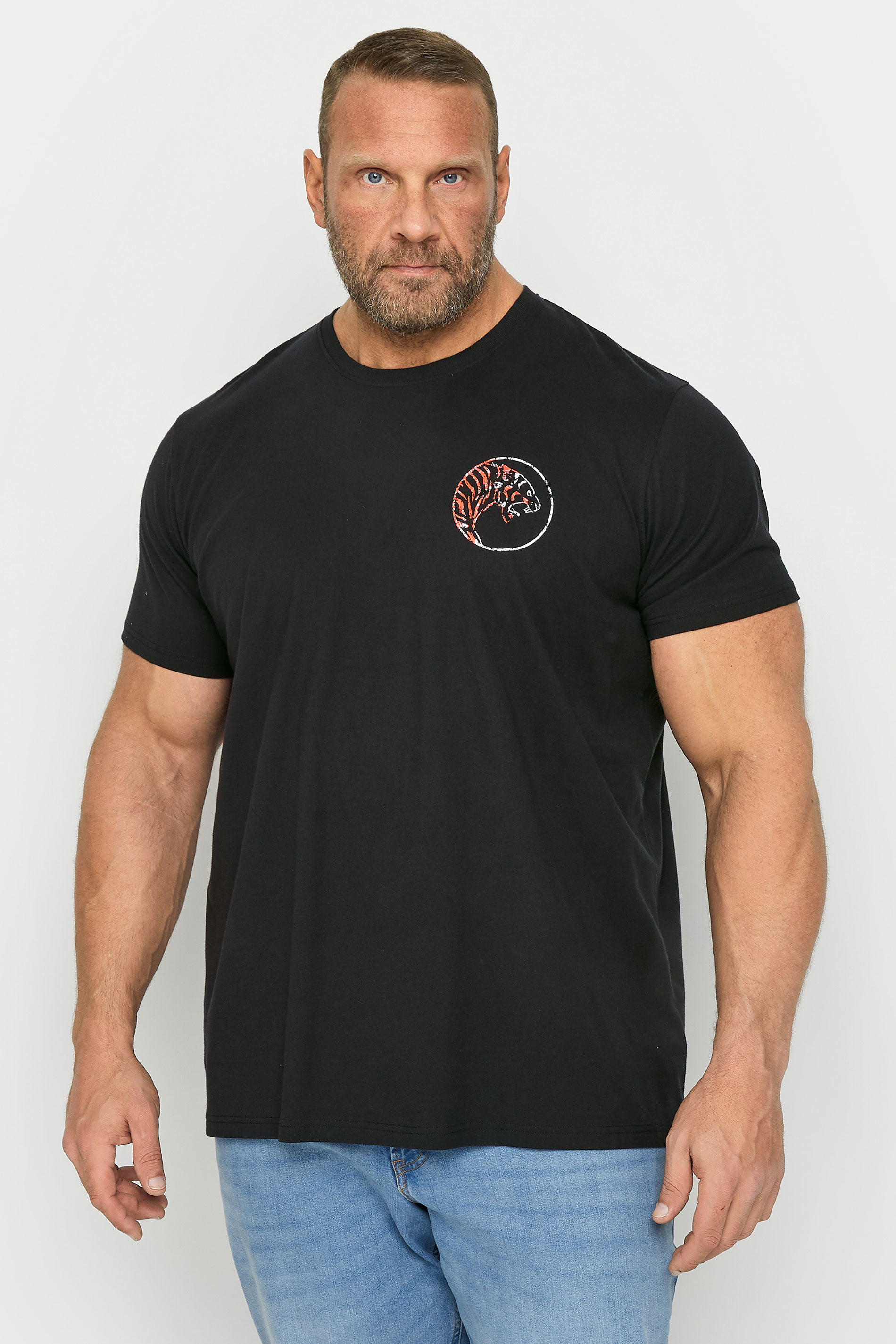BadRhino Big & Tall Black Tiger Palm Print T-Shirt | BadRhino 1