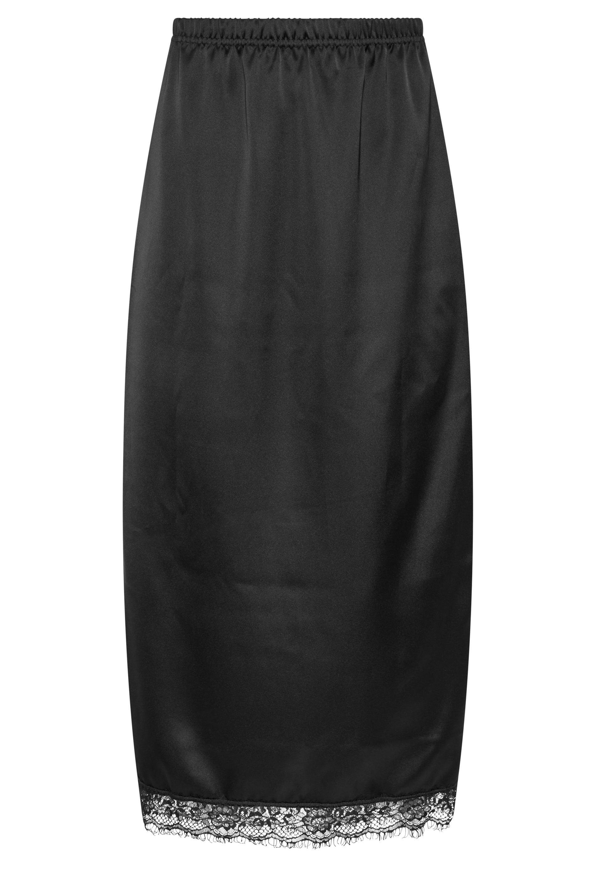 PixieGirl Petite Women's Black Lace Hem Satin Maxi Skirt | PixieGirl 6