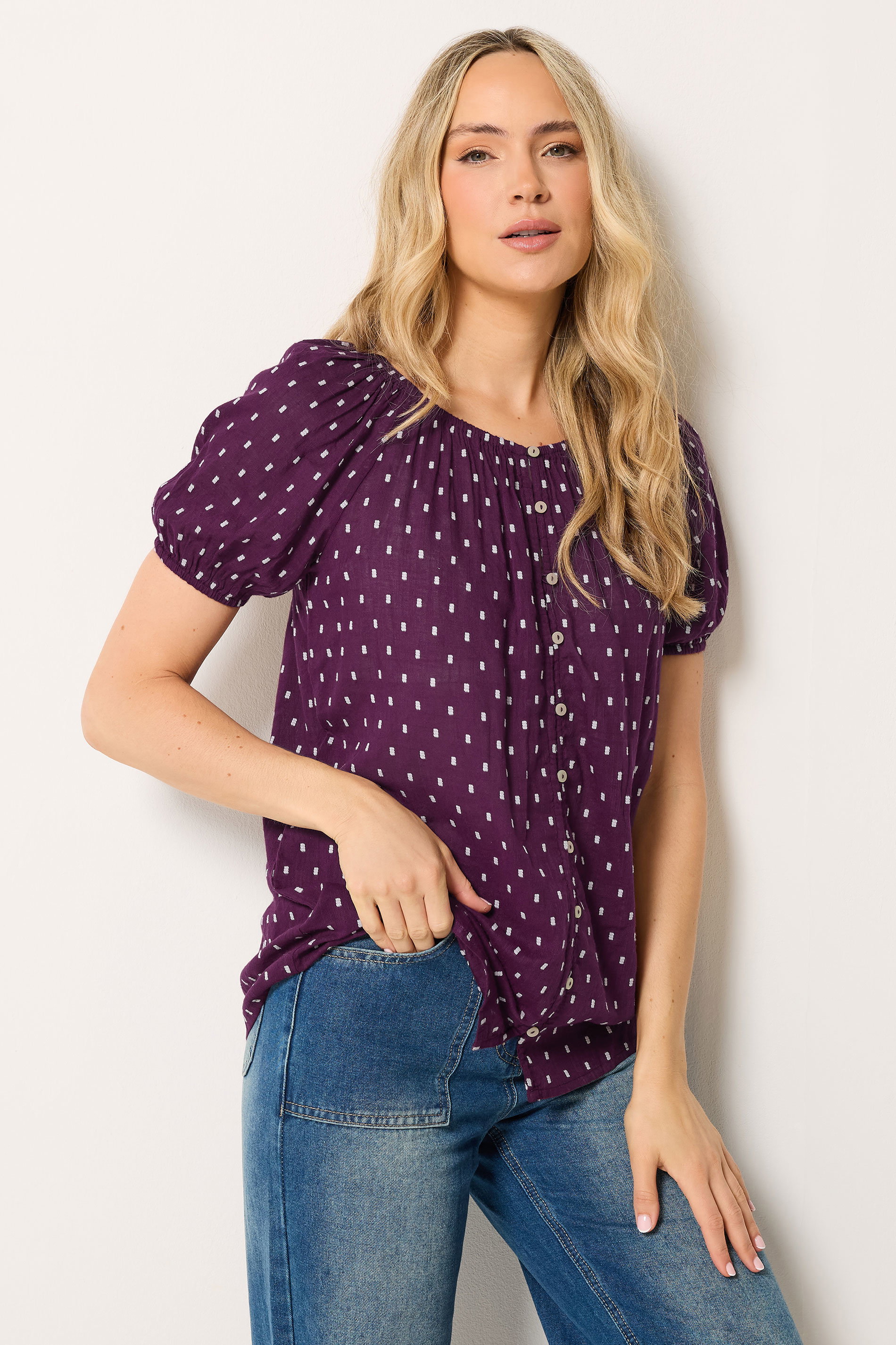 LTS Tall Purple Polka Dot Dobby Top | Long Tall Sally 3