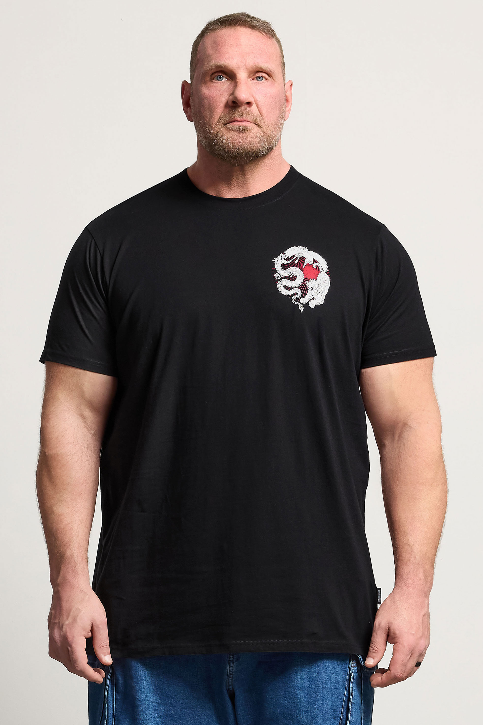 BadRhino Big & Tall Black Extra Long Japanese Animal Graphic T-Shirt | BadRhino 3
