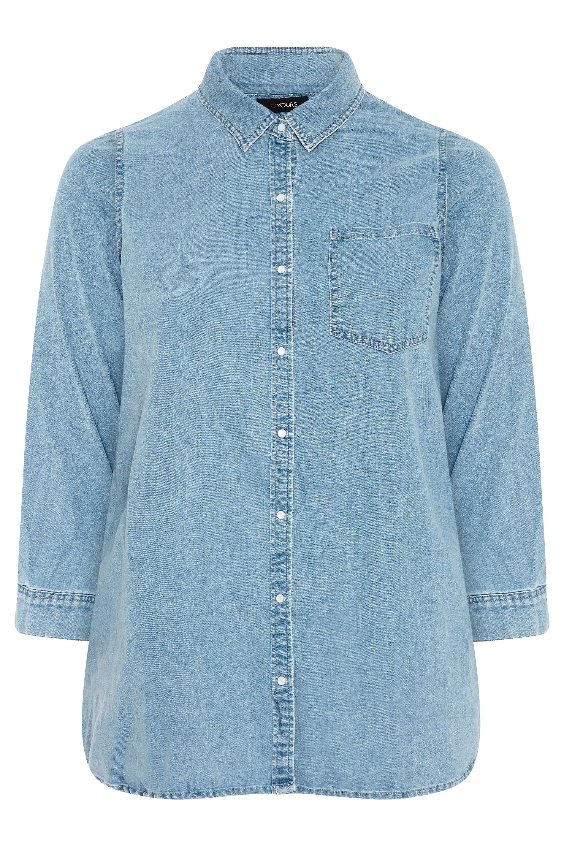 Blue Acid Wash Denim Shirt | Yours Clothing