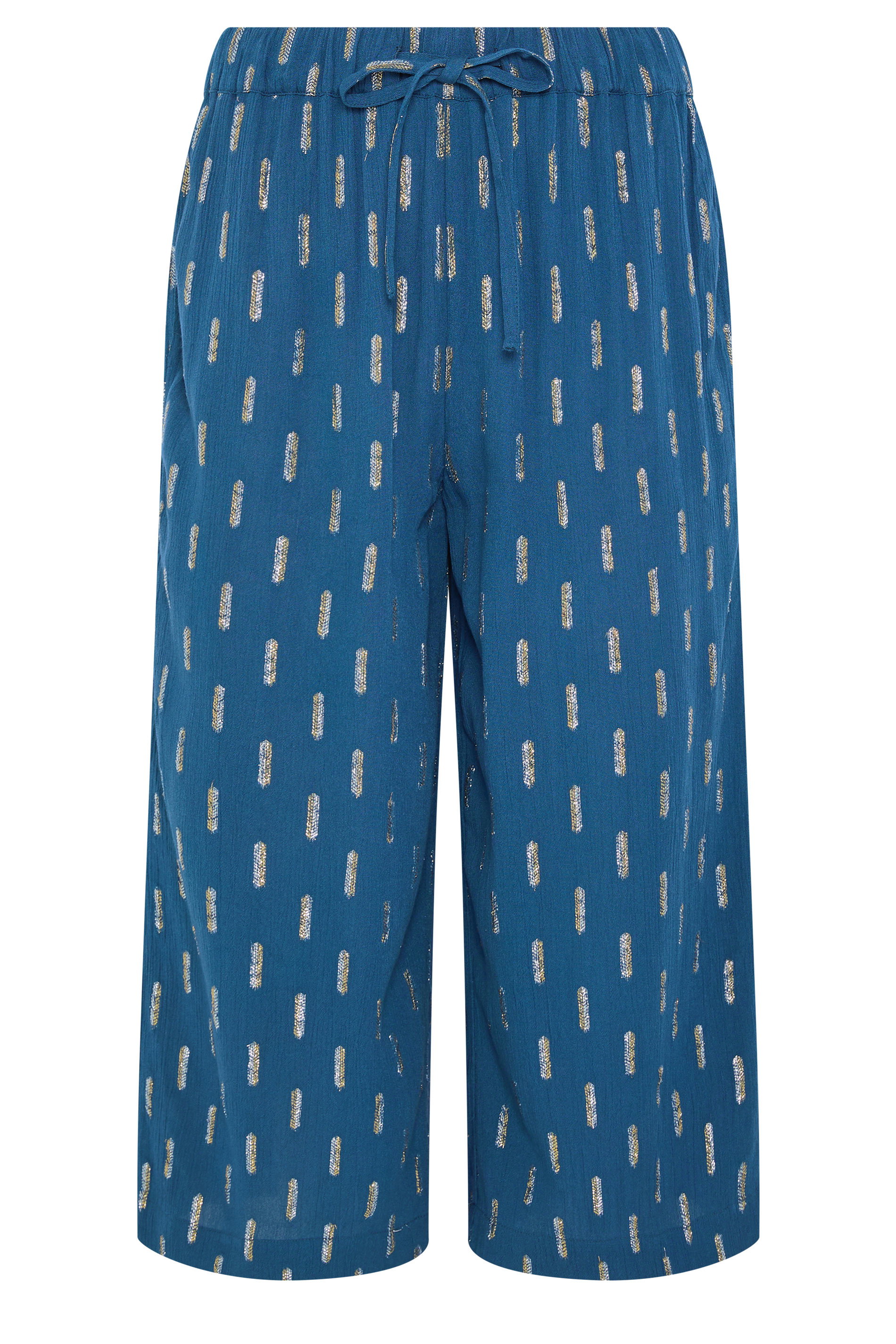 M&Co Petite Navy Blue Foil Detail Cropped Trousers | M&Co 6