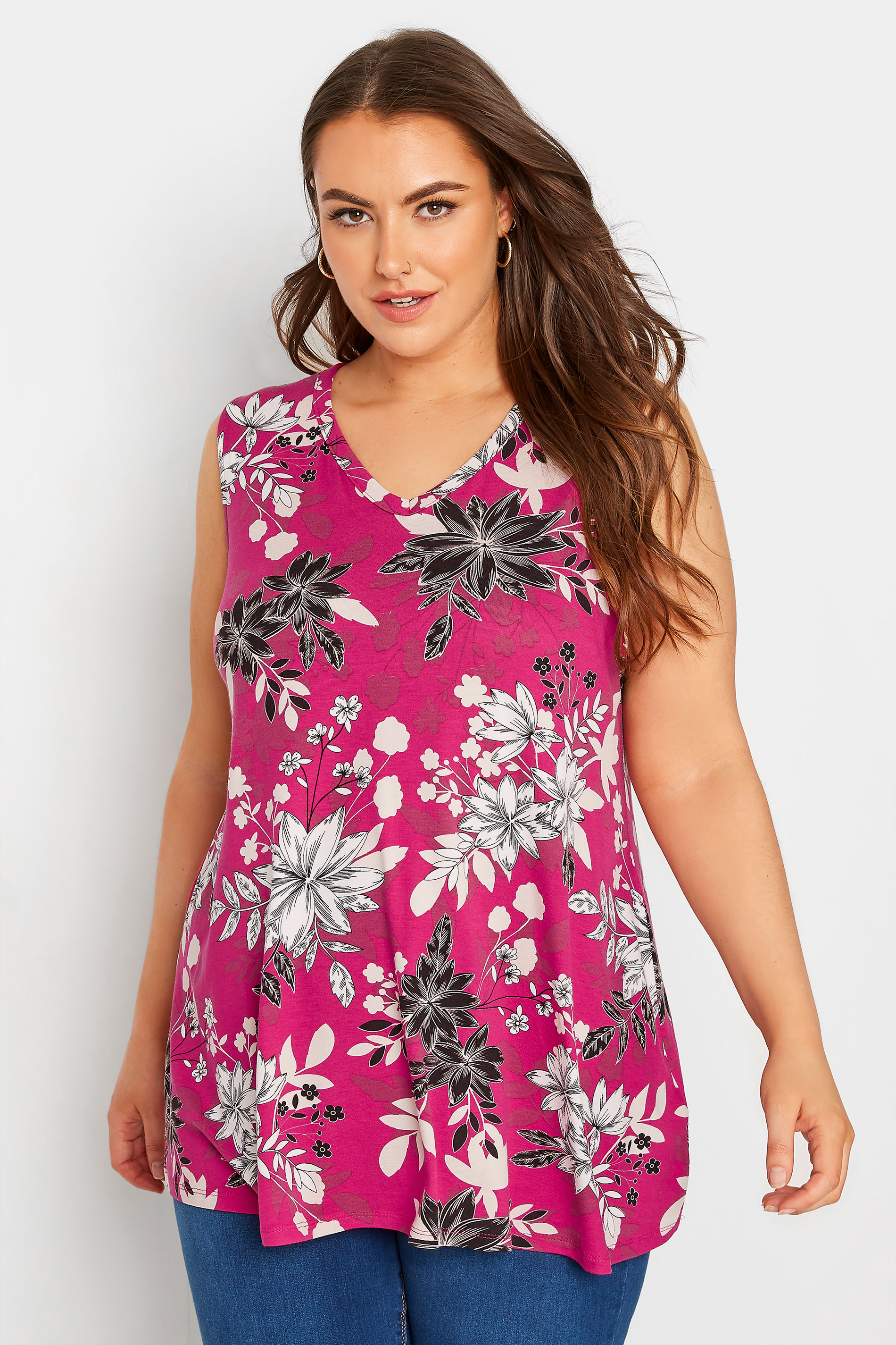 Curve Pink Floral Print Cut Out Back Top_A.jpg