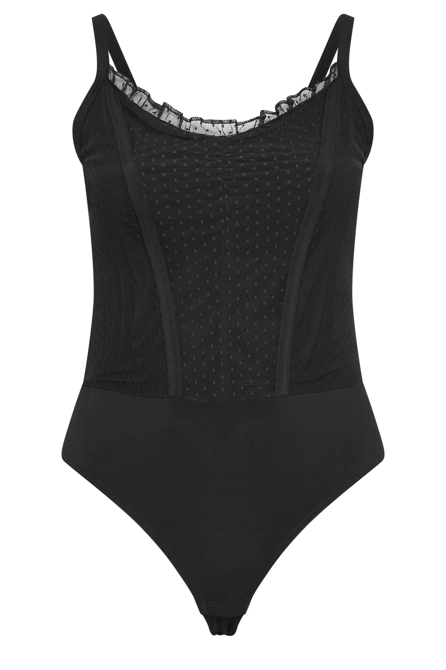 Limited Collection Plus Size Black Dobby Mesh Bodysuit Yours Clothing