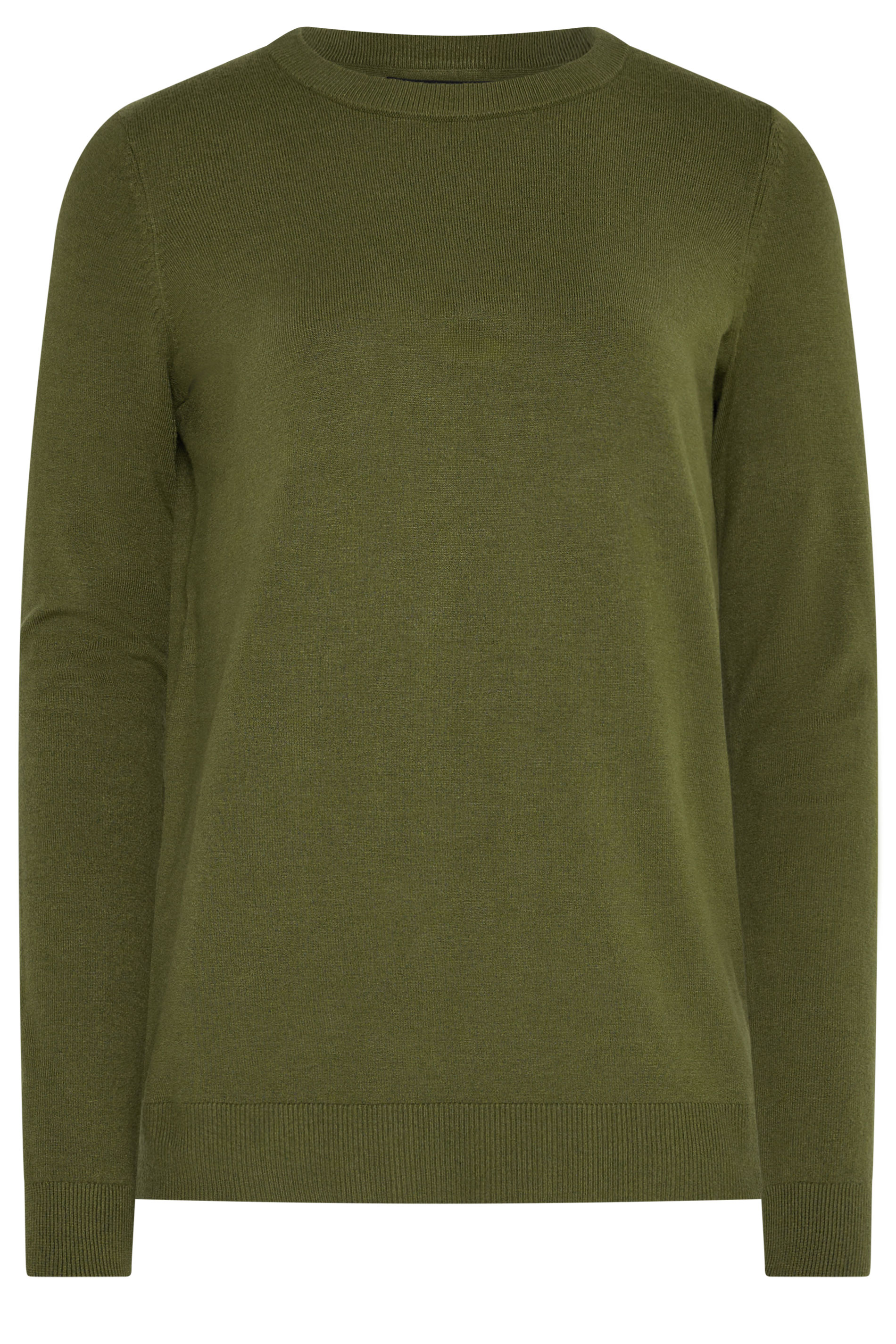 LTS Tall Women's Khaki Green Knitted Crew Neck Jumper | Long Tall Sally 5
