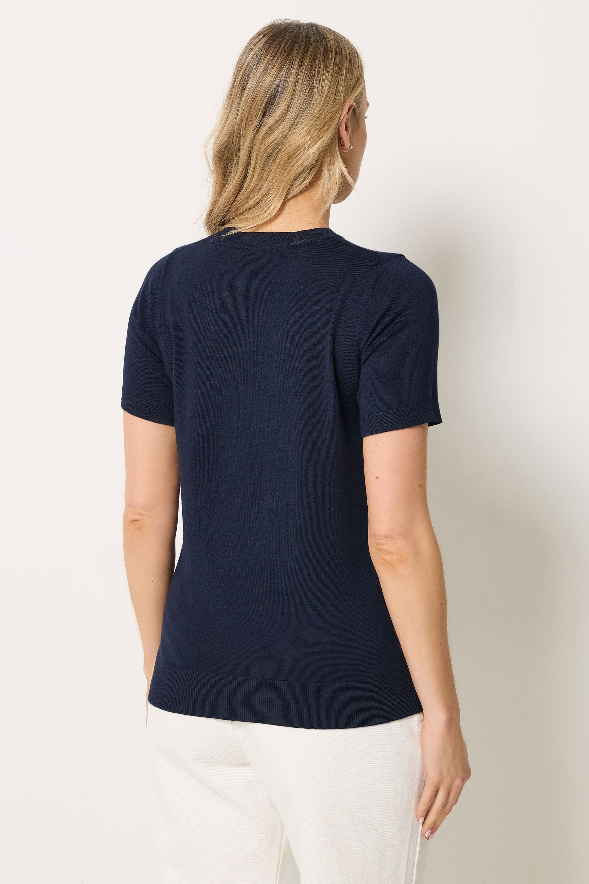 LTS Tall Women's Navy Blue Short Sleeve Knit Jumper | Long Tall Sally 2