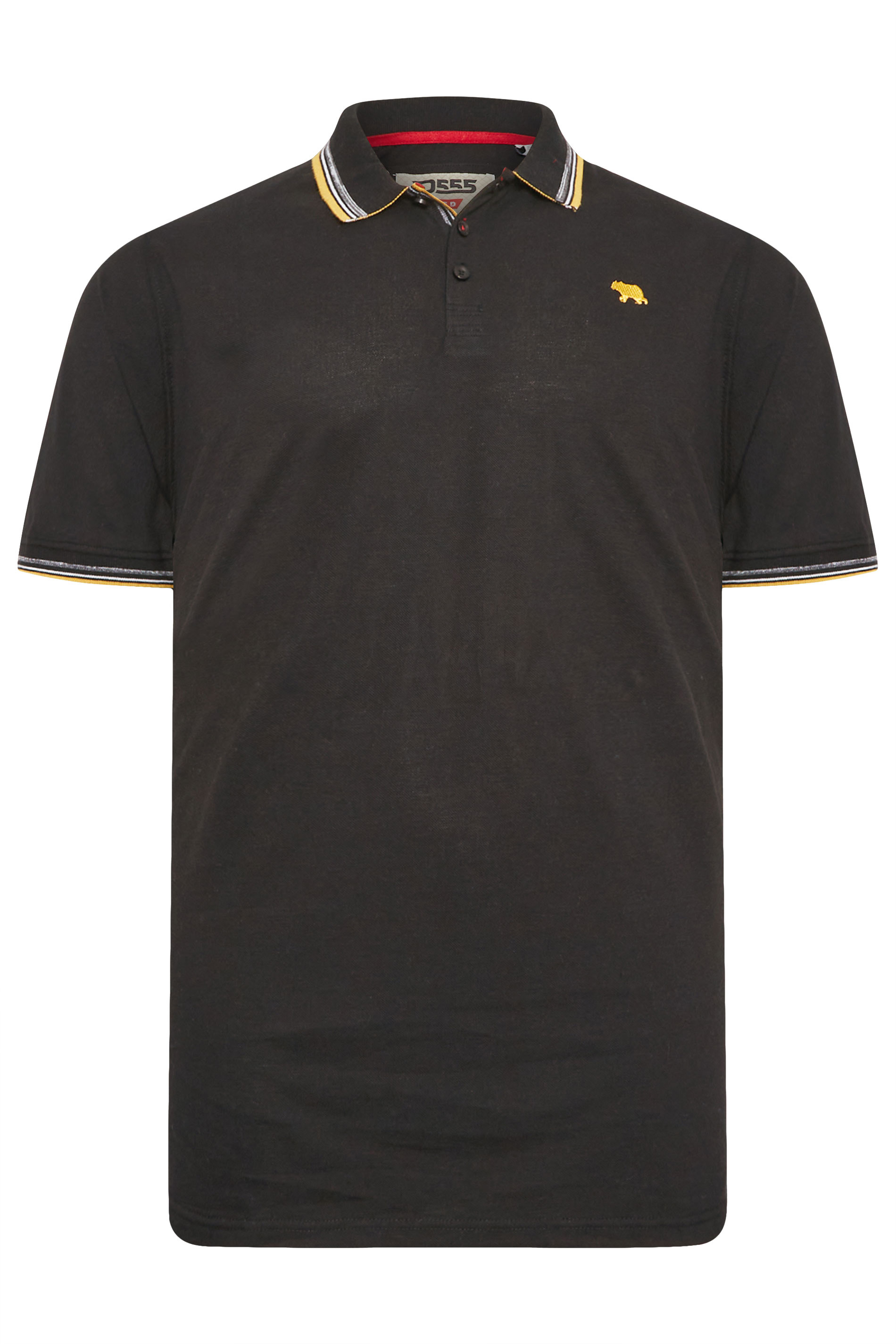 D555 Big & Tall Black Logo Polo Shirt | BadRhino 1