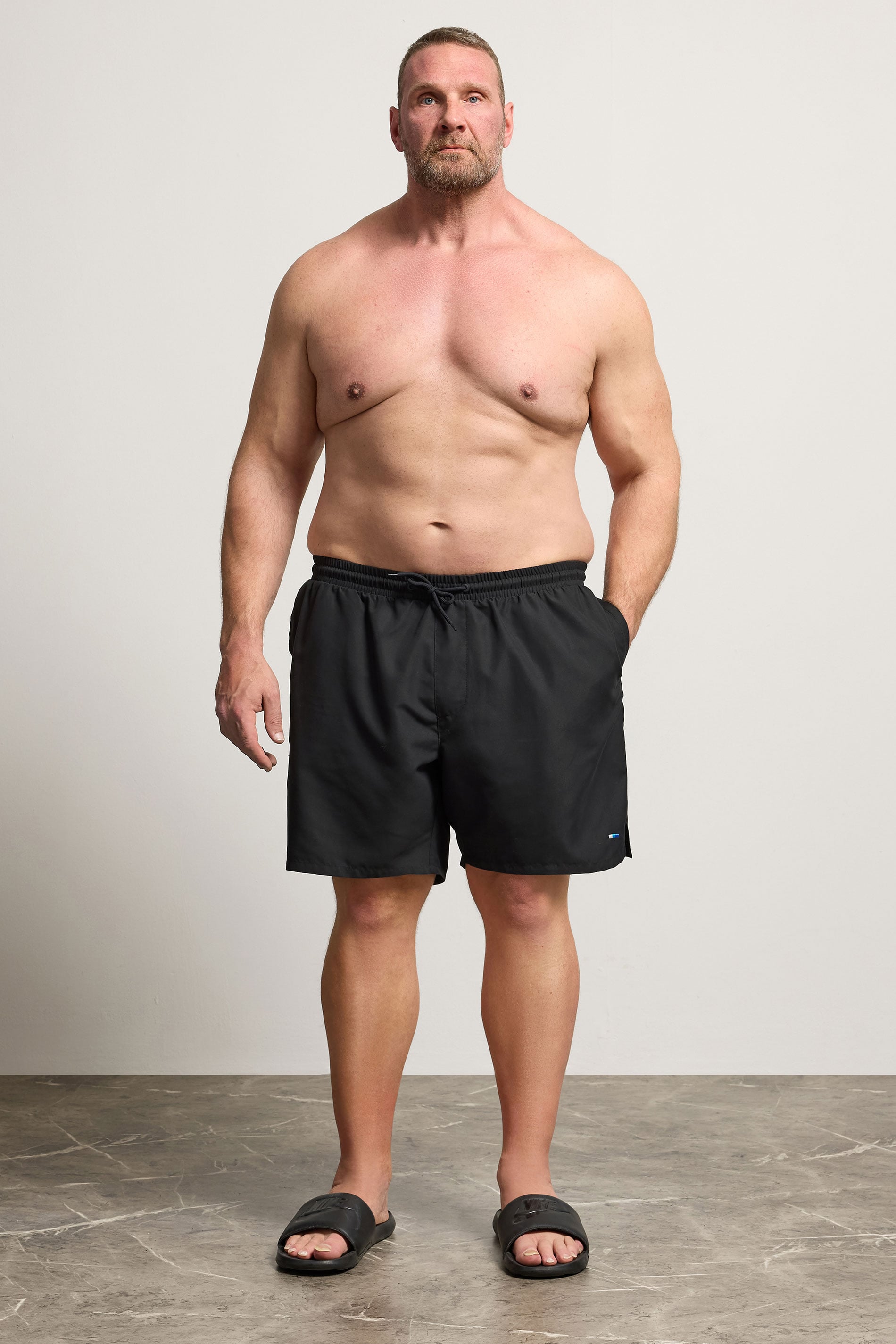 BadRhino Big & Tall Black Plain Swim Shorts | BadRhino  1