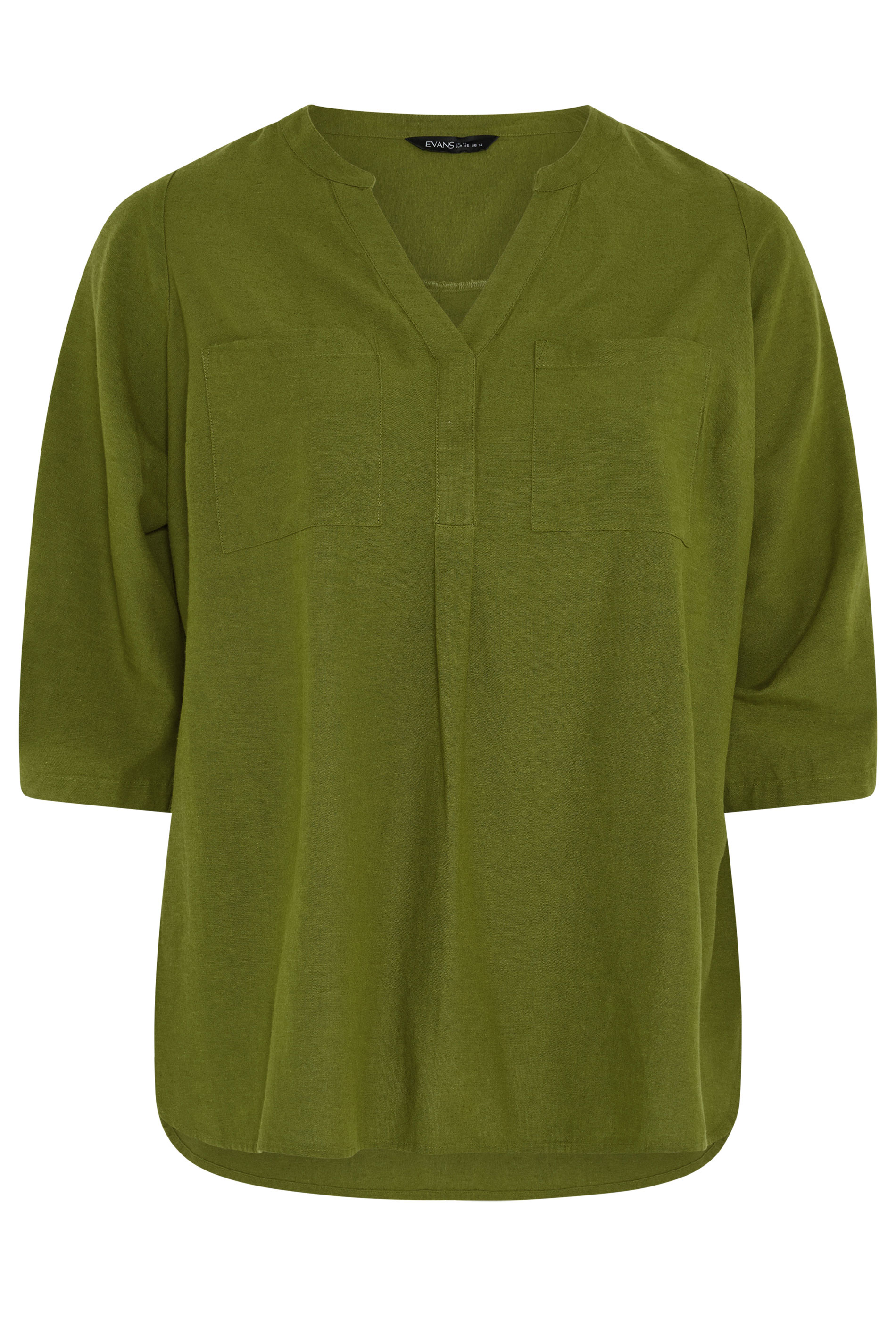 EVANS Plus Size Green Utility Cotton Shirt | Evans 5