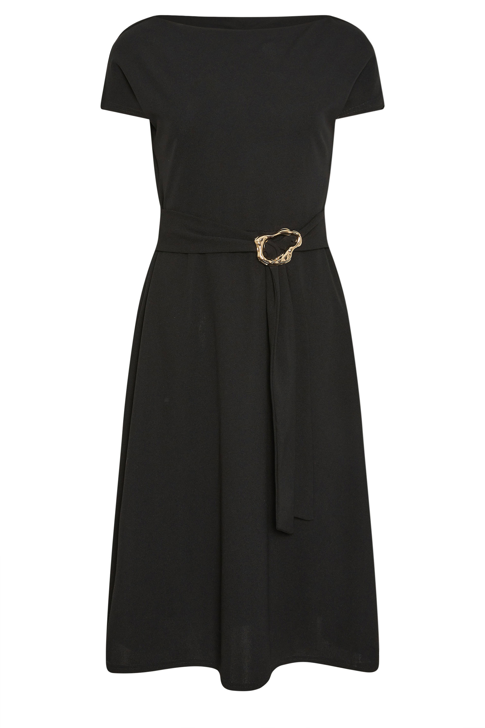 PixieGirl Petite Women's Black Buckle Midi Dress | PixieGirl 5