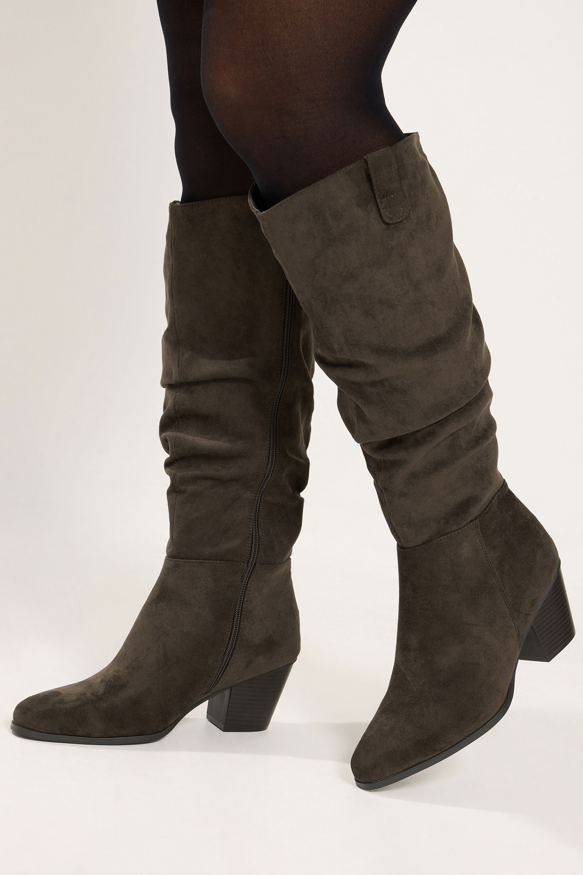Yours Brown Ruched Western Boot In Extra Wide Eee Fit Size 37EEE