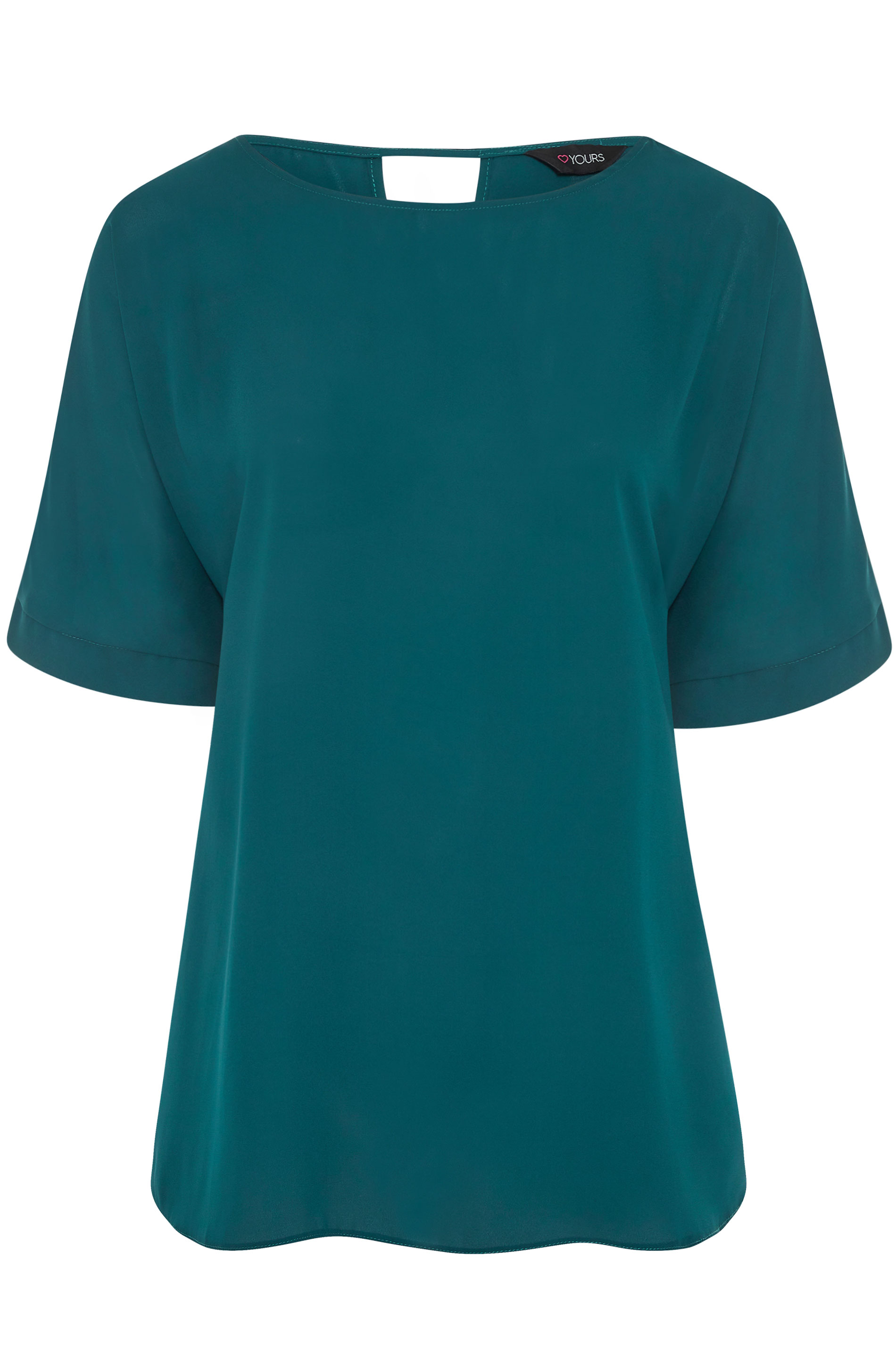 Bottle Green Grown On Sleeve Keyhole Back Blouse | Yours Clothing