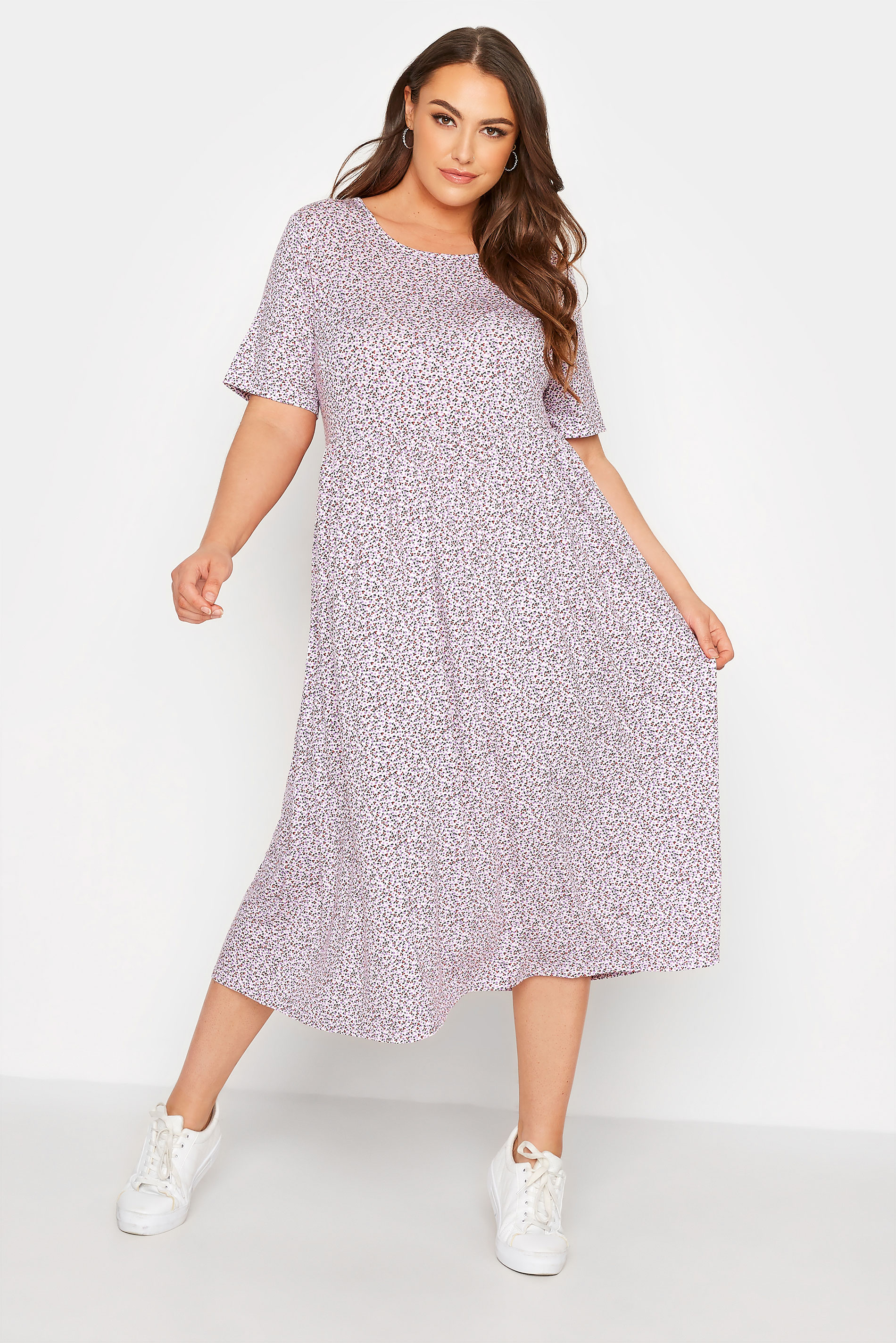 LIMITED COLLECTION Plus Size Lilac Purple Ditsy Floral Midaxi Dress | Yours Clothing 1