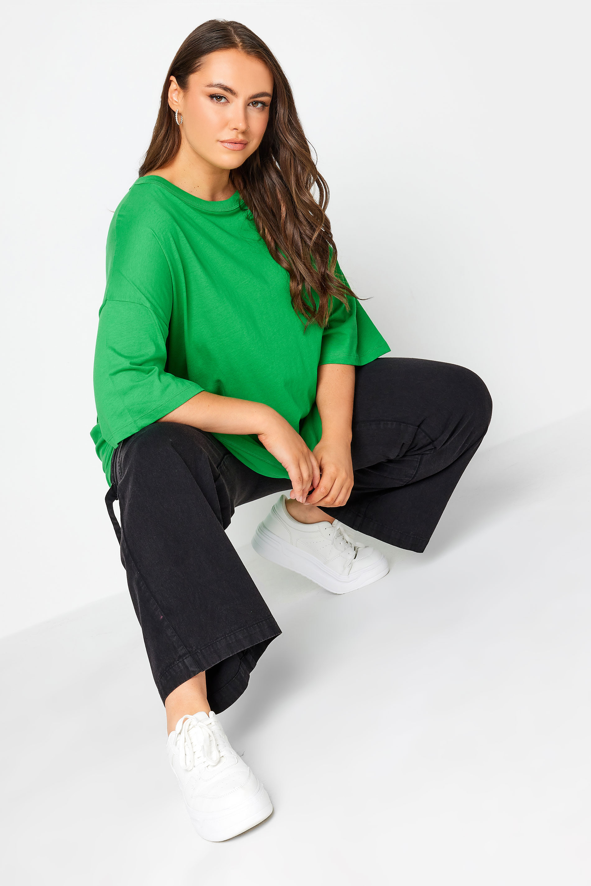YOURS Plus Size Apple Green Oversized Boxy T-Shirt | Yours Clothing 3