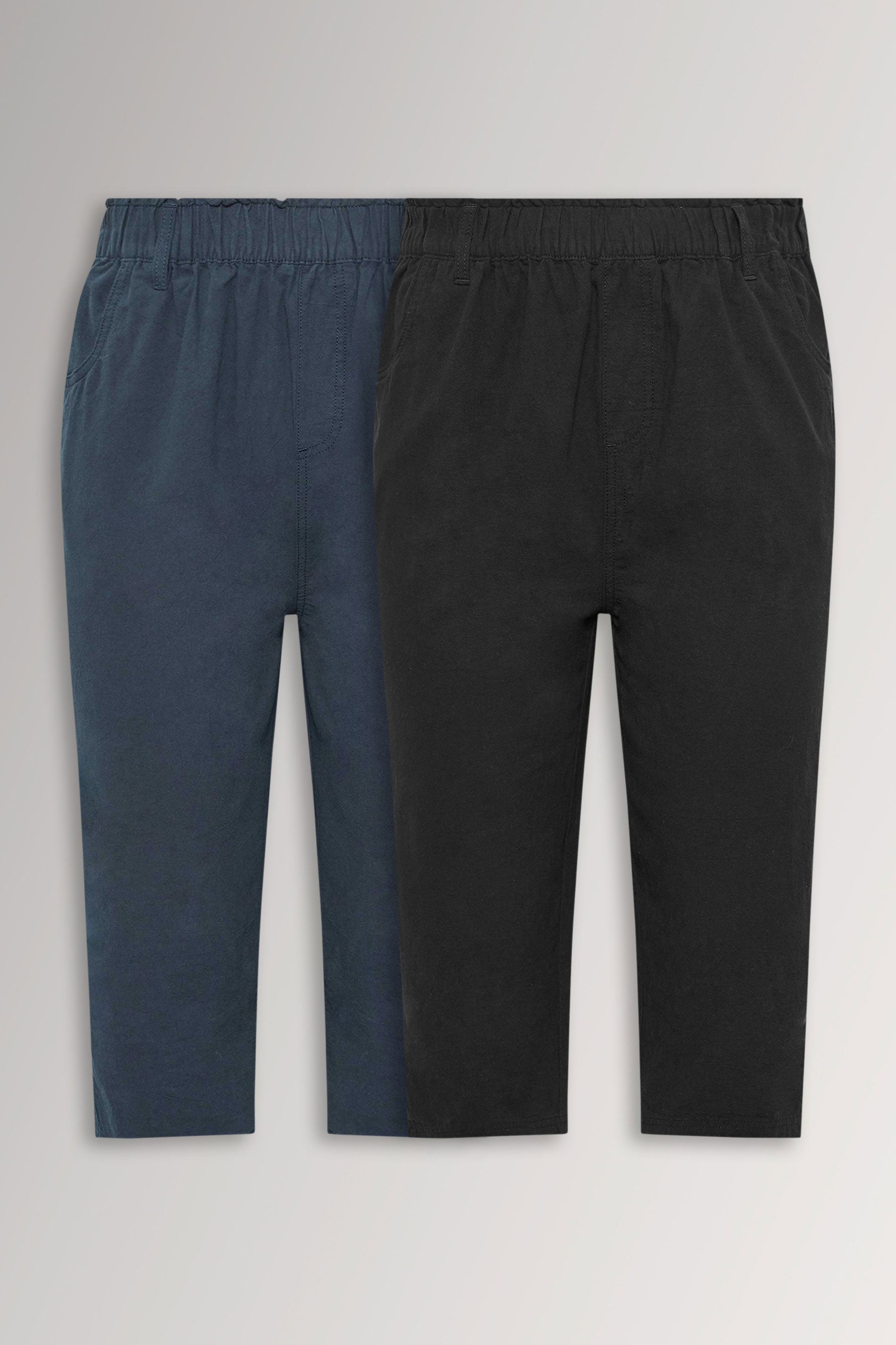 YOURS 2 PACK Plus Size Black & Navy Cool Cotton Cropped Trousers | Yours Clothing 3