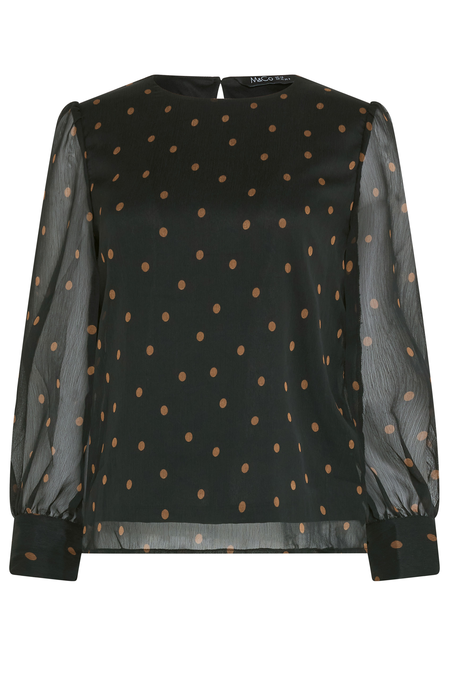 M&Co Women's Black Polka Dot Chiffon Blouse | M&Co 5