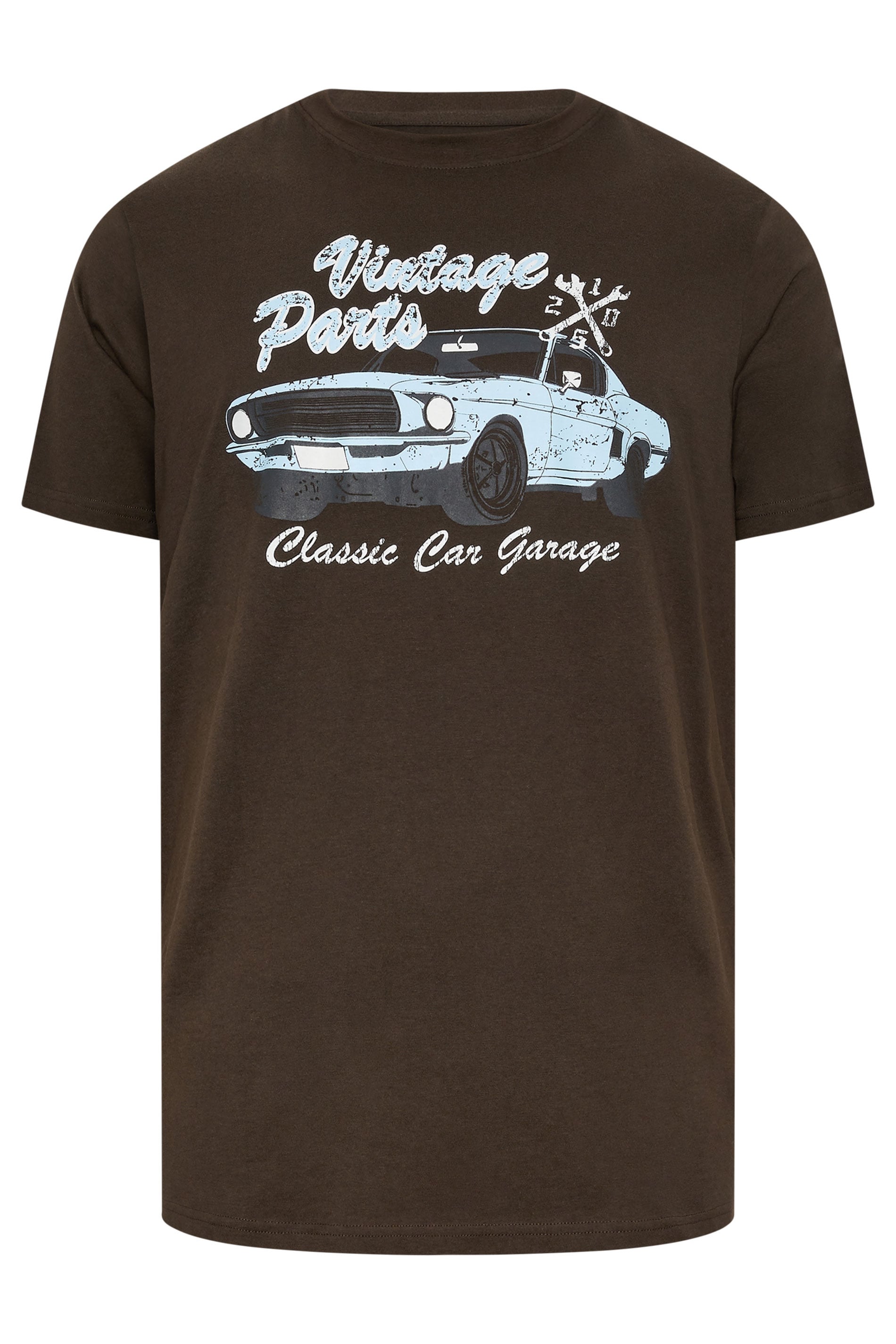 BadRhino Big & Tall Brown Extra Long 'Vintage Parts' Graphic T-Shirt | BadRhino 5