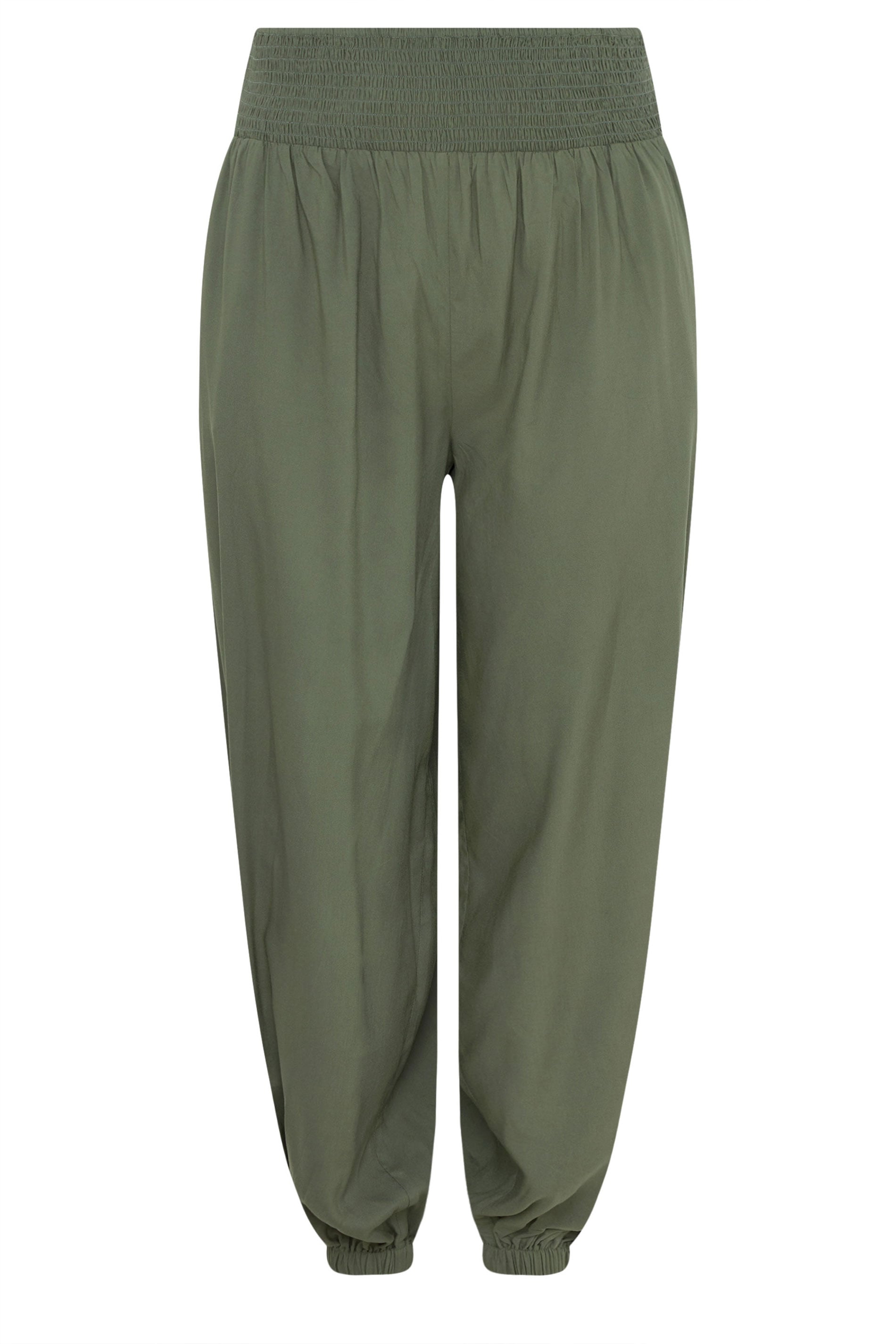 YOURS Plus Size Khaki Green Balloon Trousers | Yours Clothing 5